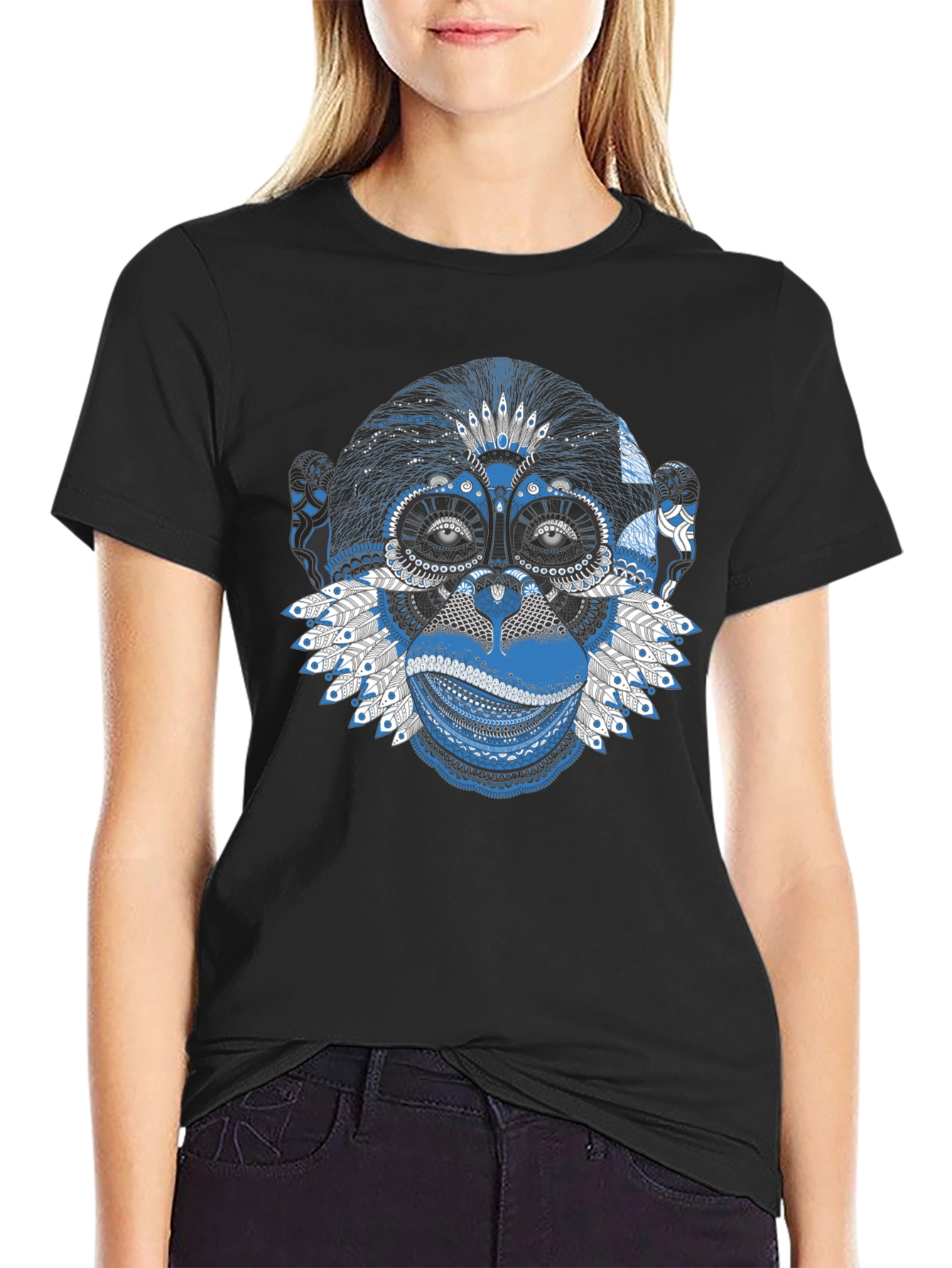 Monkey Art Graphic Tee - Cool Black T-Shirt