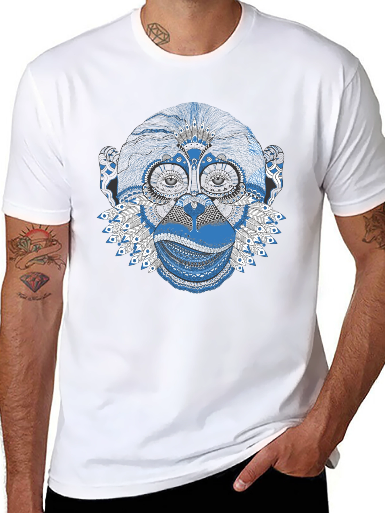 Monkey Art Graphic Tee - Cool Black T-Shirt