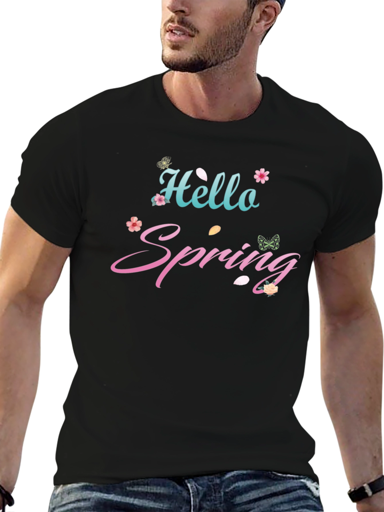 Hello Spring Black T-Shirt