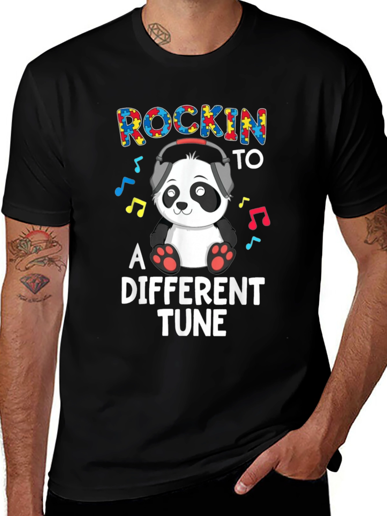 Rockin to a Different Tune Autism Panda T-Shirt