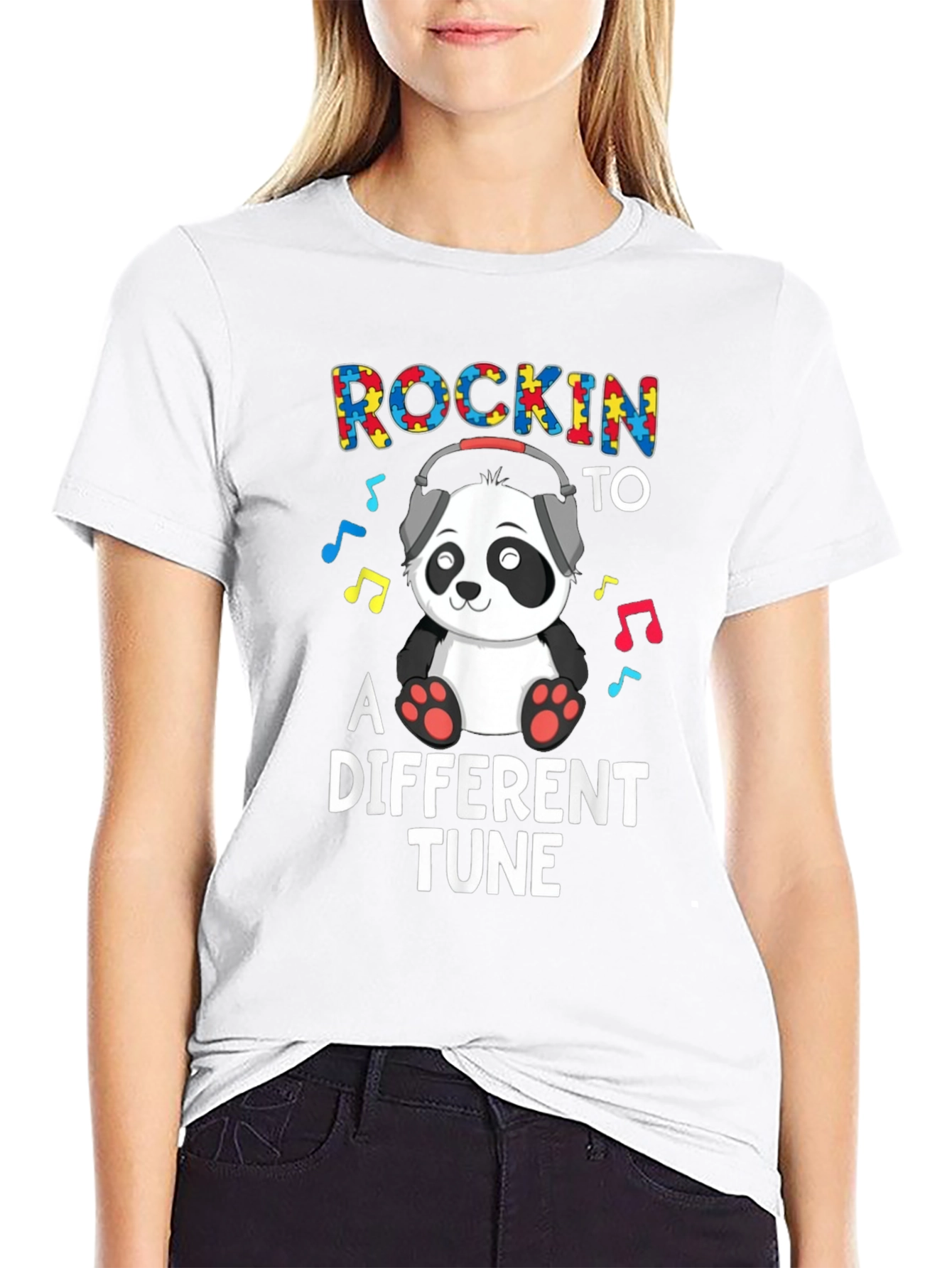 Rockin to a Different Tune Autism Panda T-Shirt
