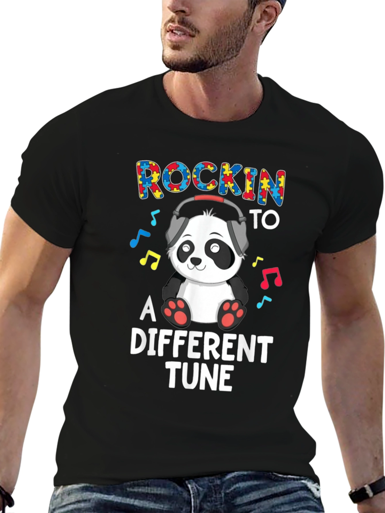 Rockin to a Different Tune Autism Panda T-Shirt