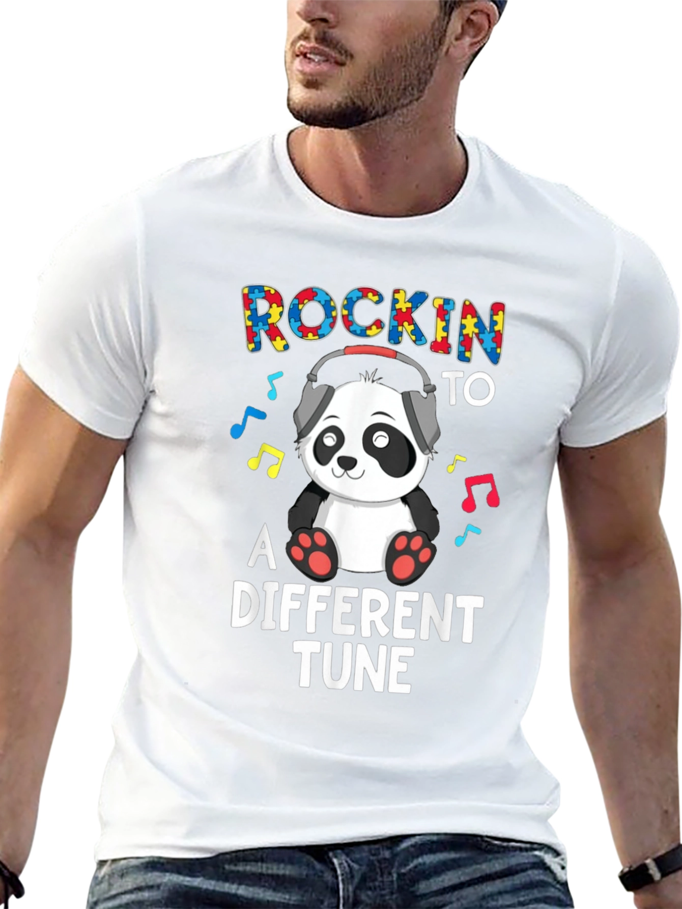 Rockin to a Different Tune Autism Panda T-Shirt