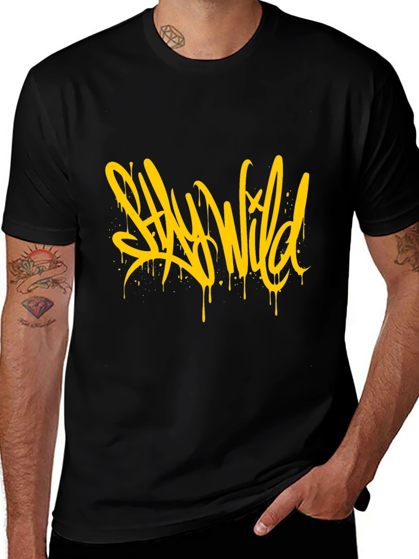 Stay Wild Graphic Black T-Shirt