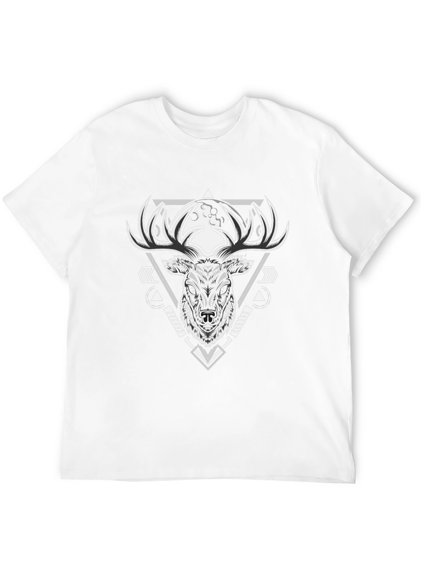 Geometric Deer Graphic Black T-Shirt