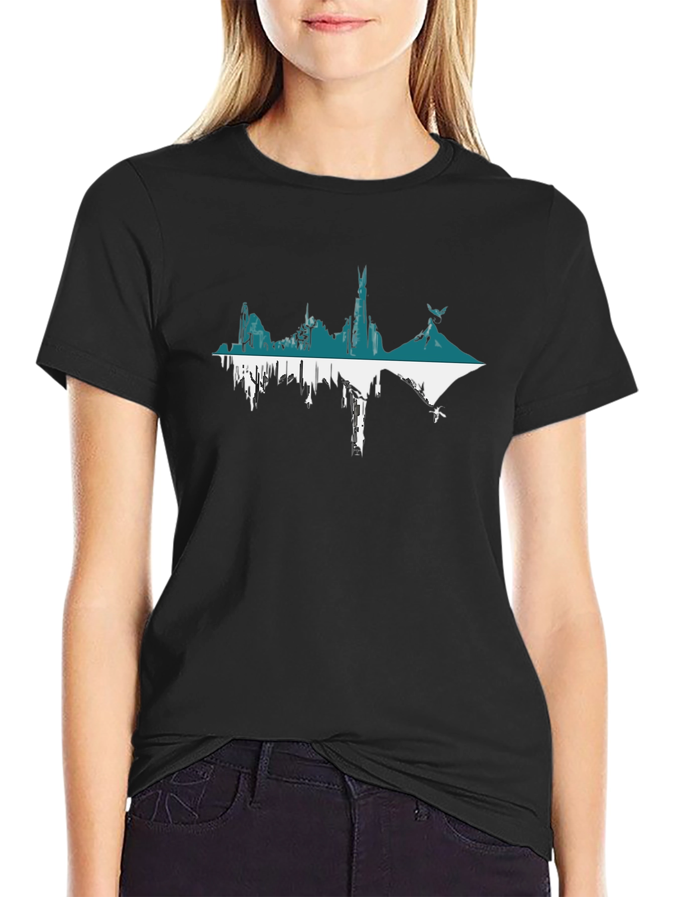 Abstract Skyline Black T-Shirt
