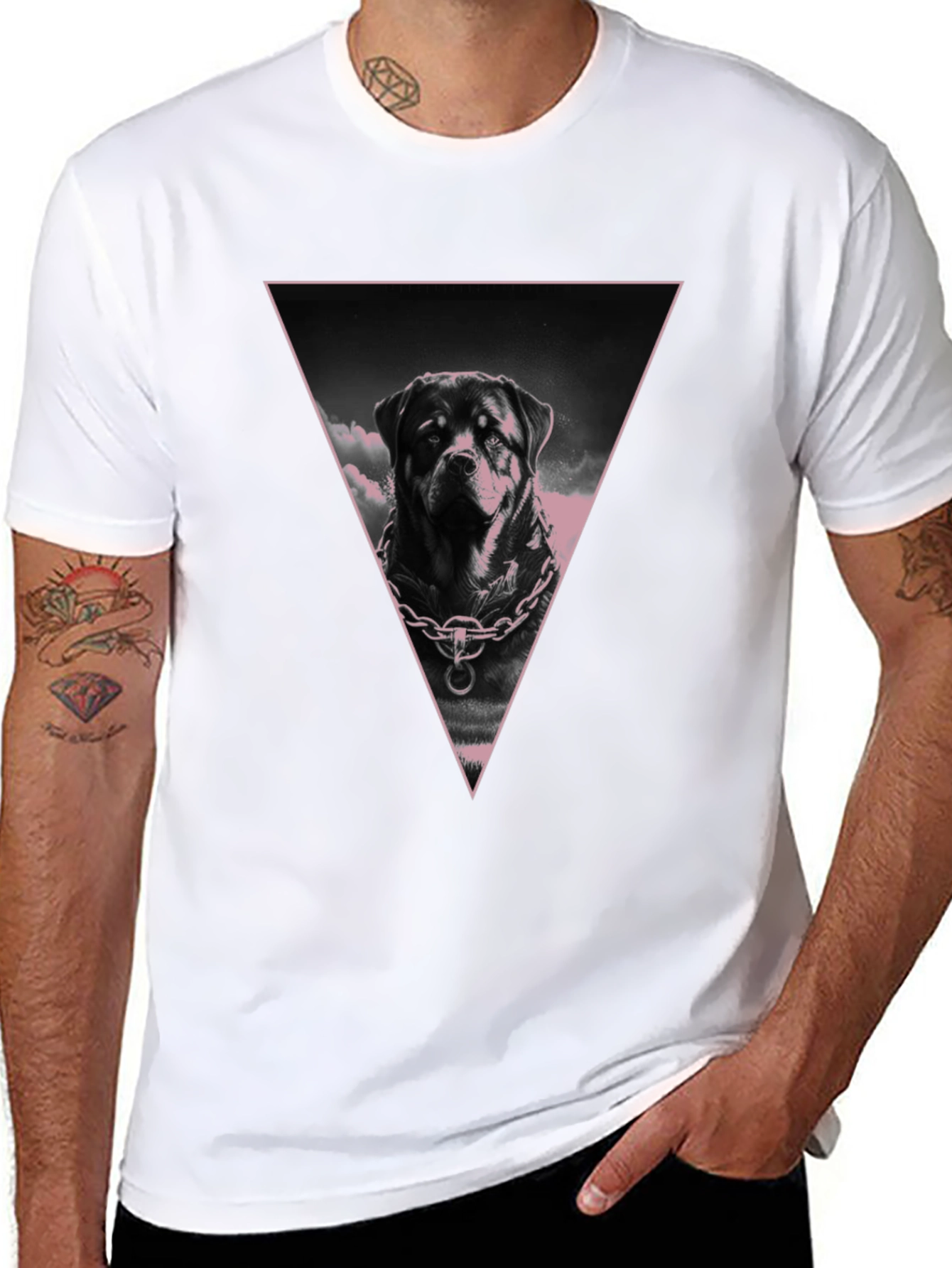 Rottweiler Triangle Graphic Tee - Black Cotton Blend