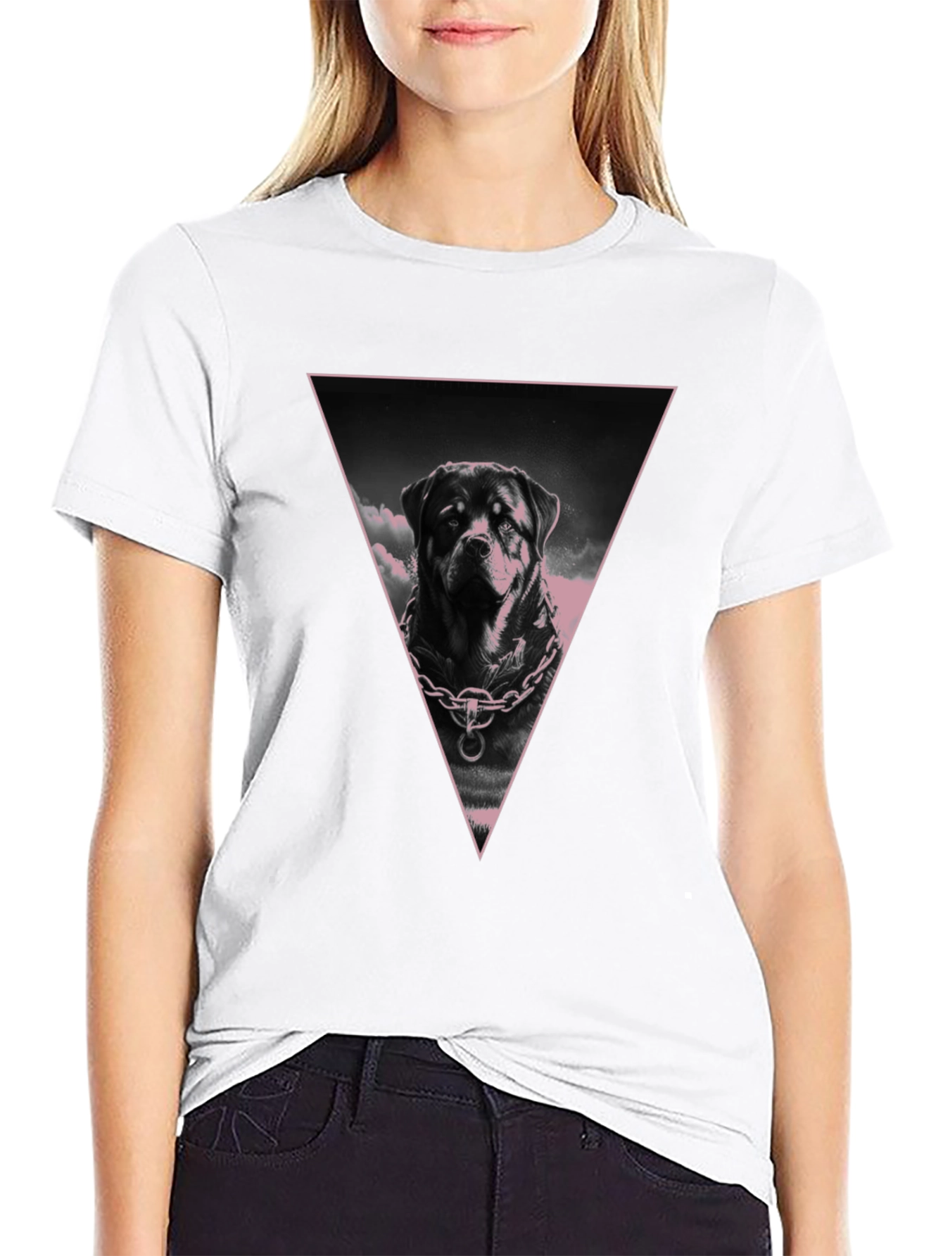 Rottweiler Triangle Graphic Tee - Black Cotton Blend