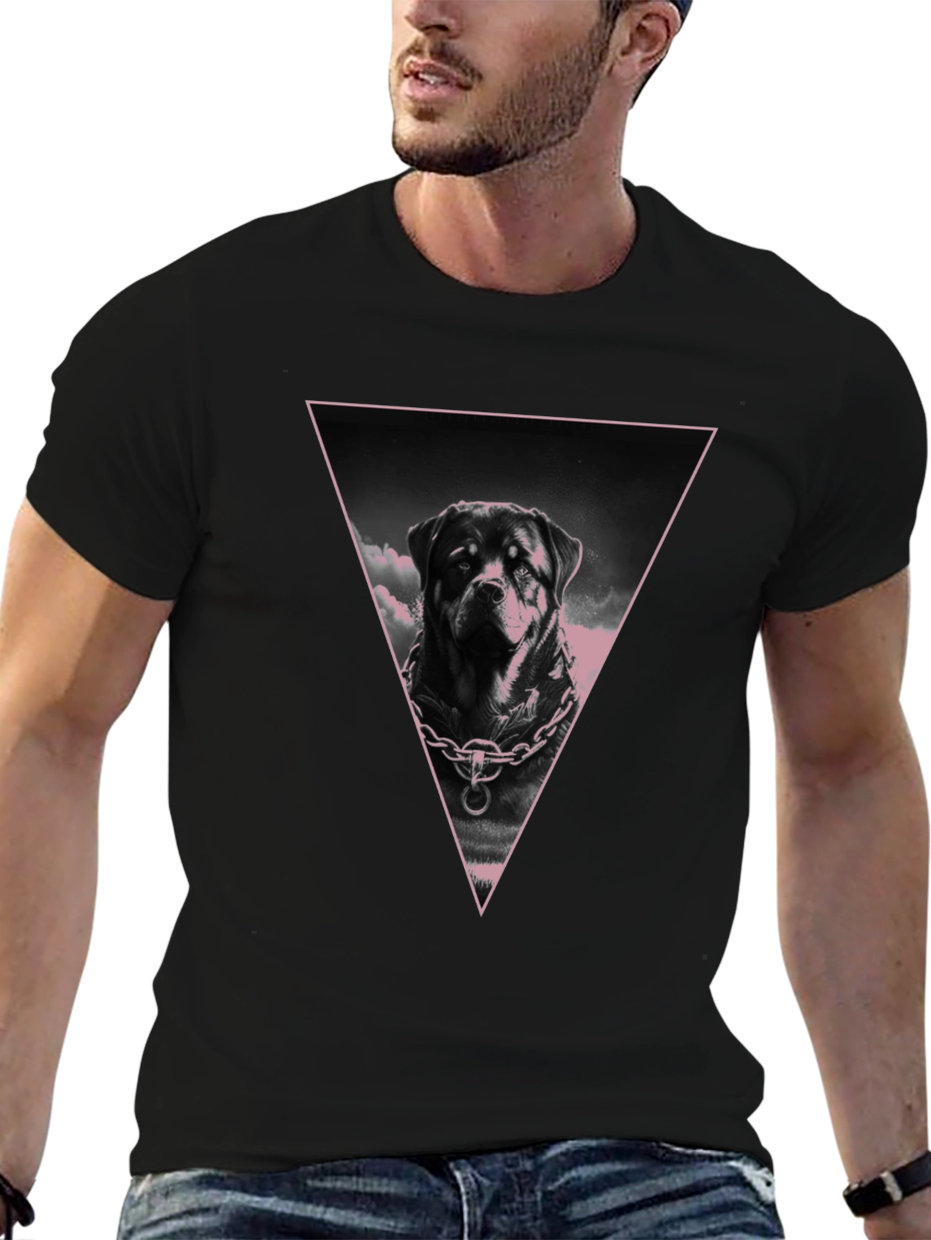 Rottweiler Triangle Graphic Tee - Black Cotton Blend