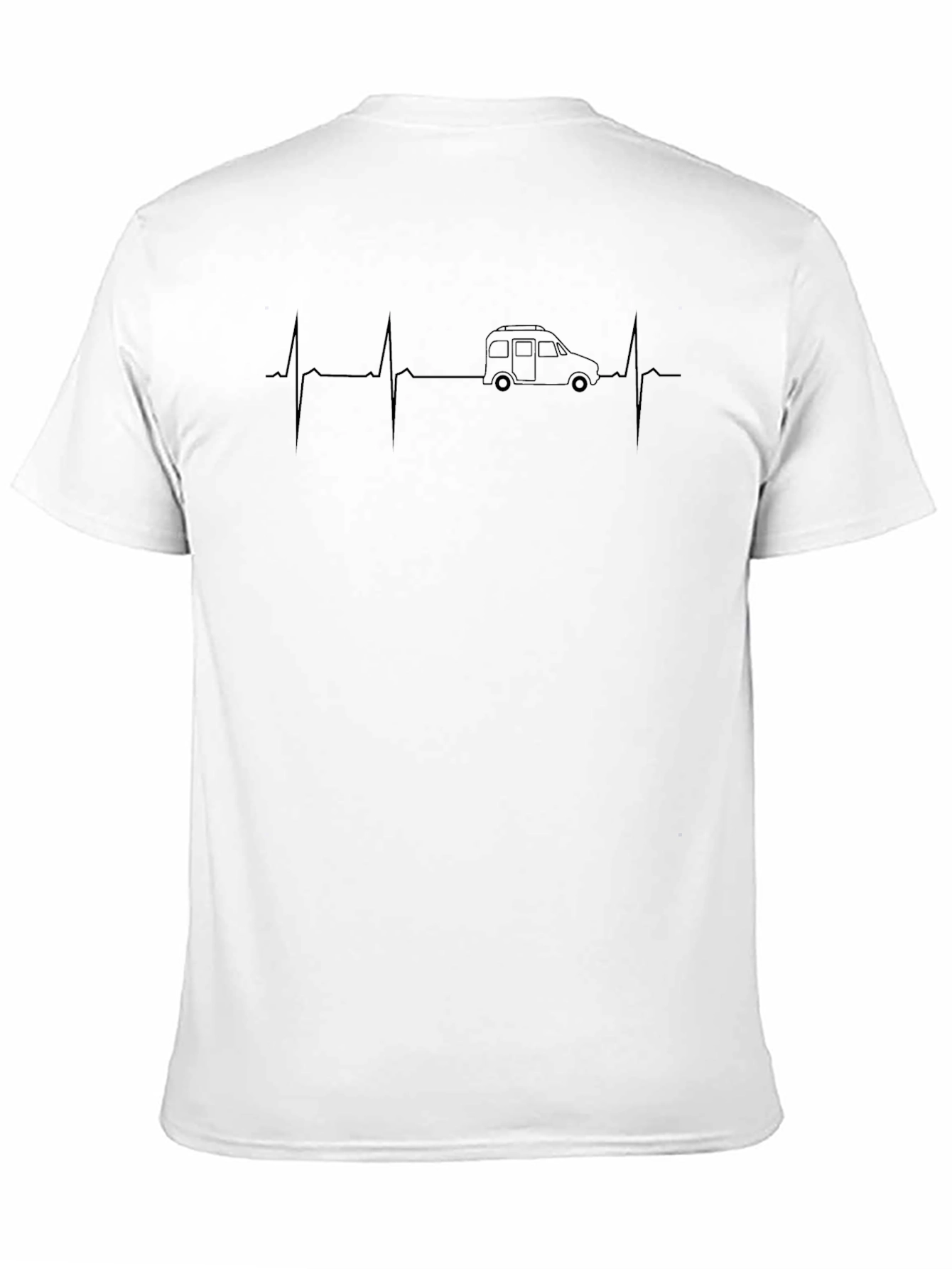 Camper Van Heartbeat Graphic Tee - Black