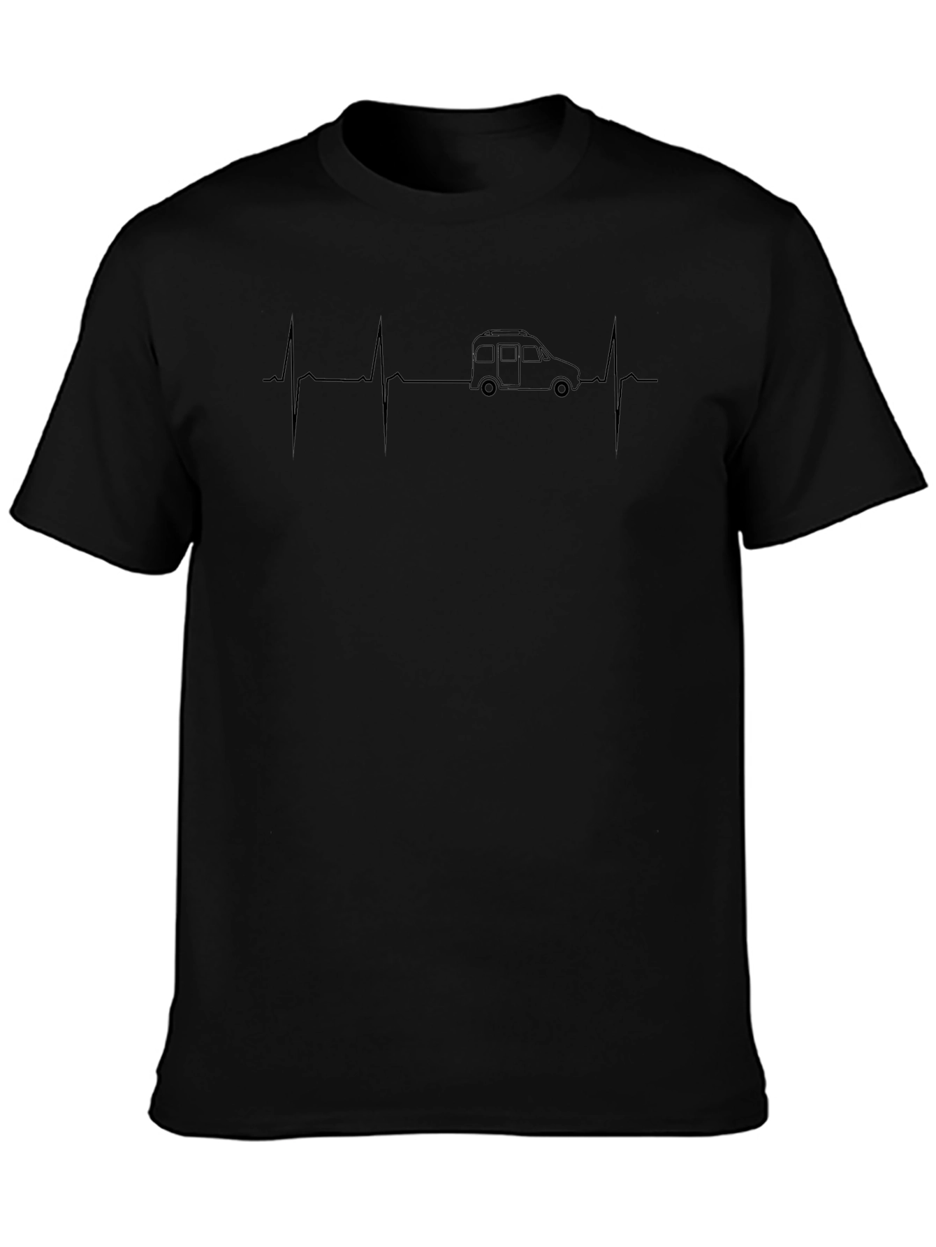 Camper Van Heartbeat Graphic Tee - Black