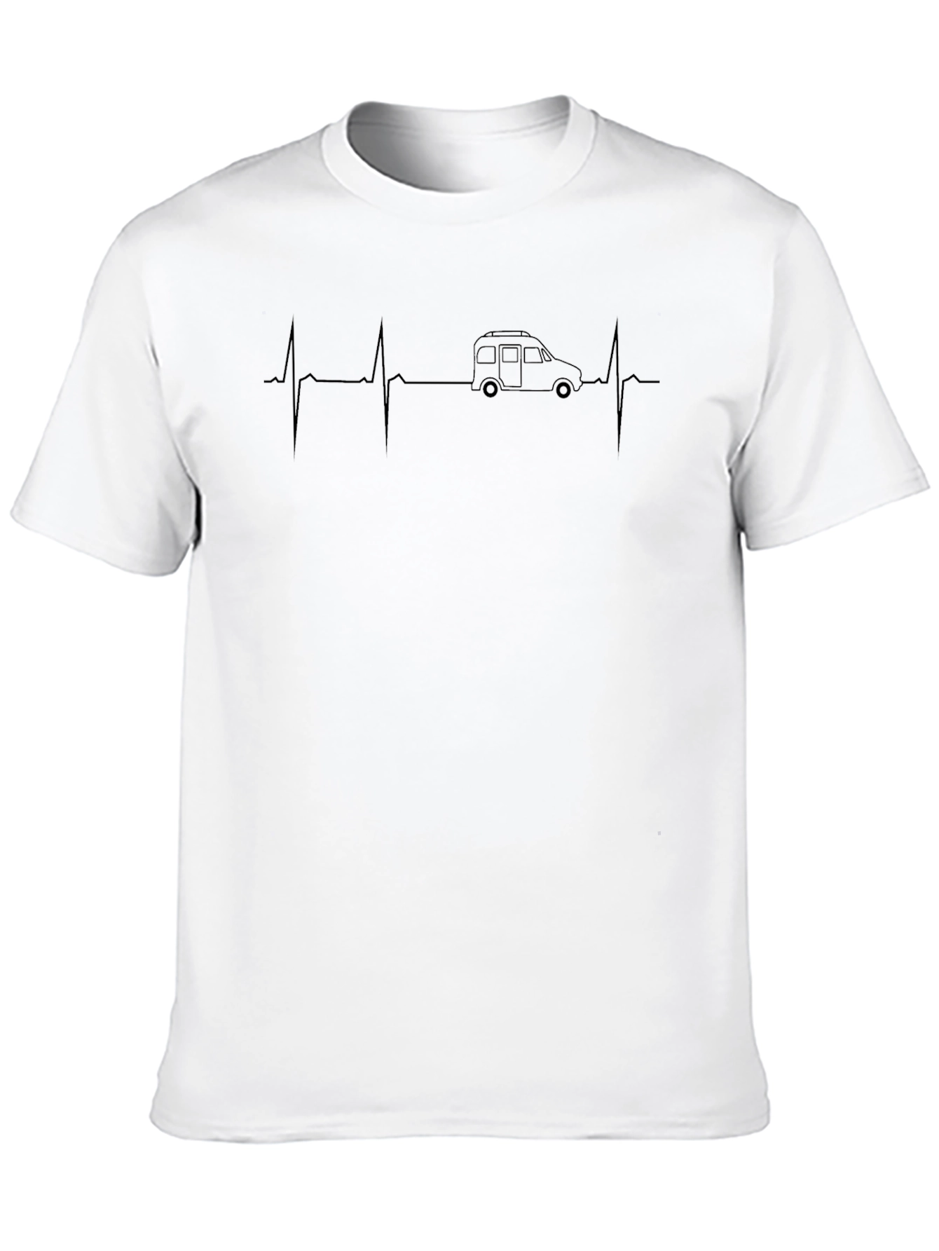 Camper Van Heartbeat Graphic Tee - Black