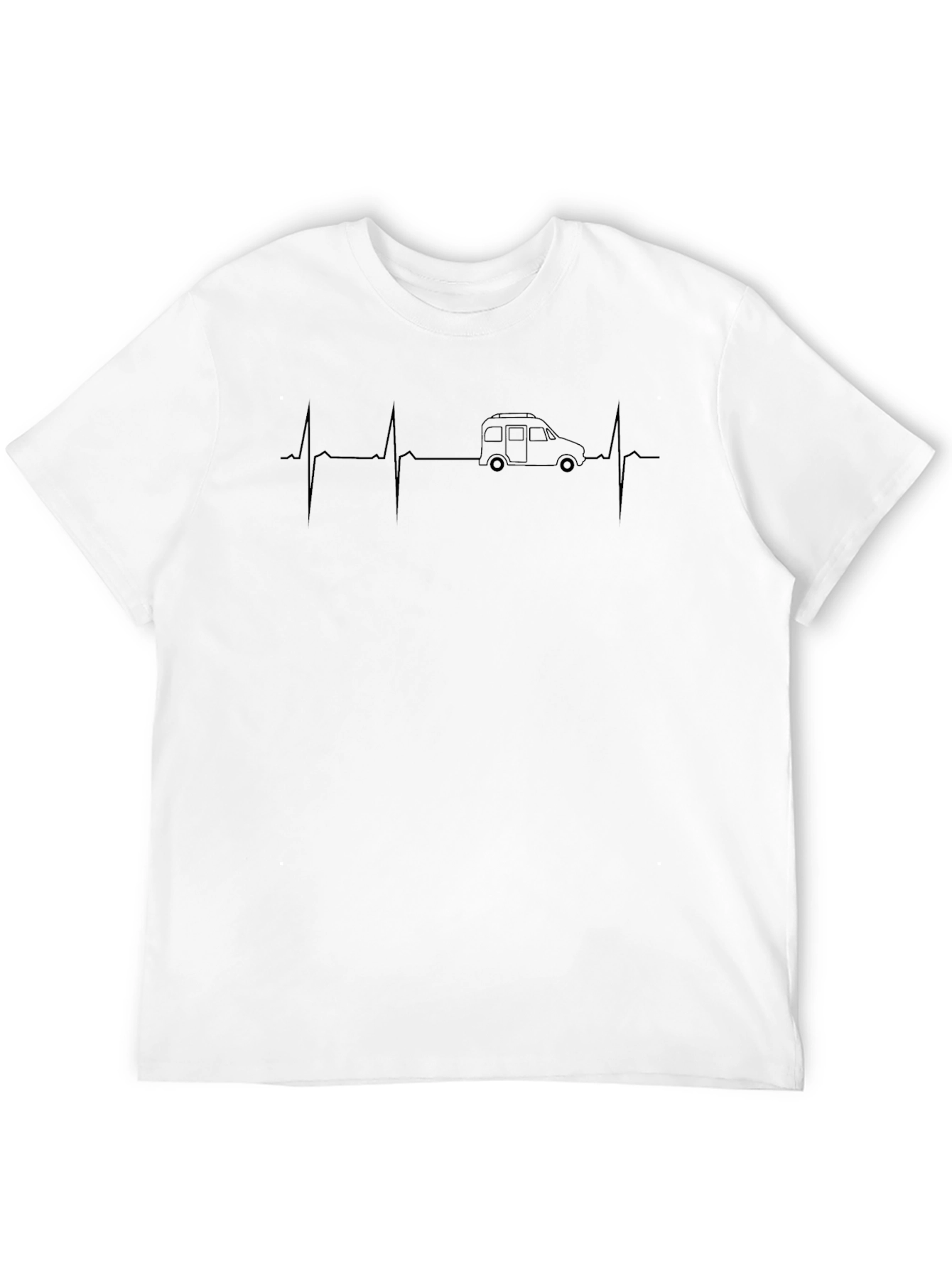 Camper Van Heartbeat Graphic Tee - Black