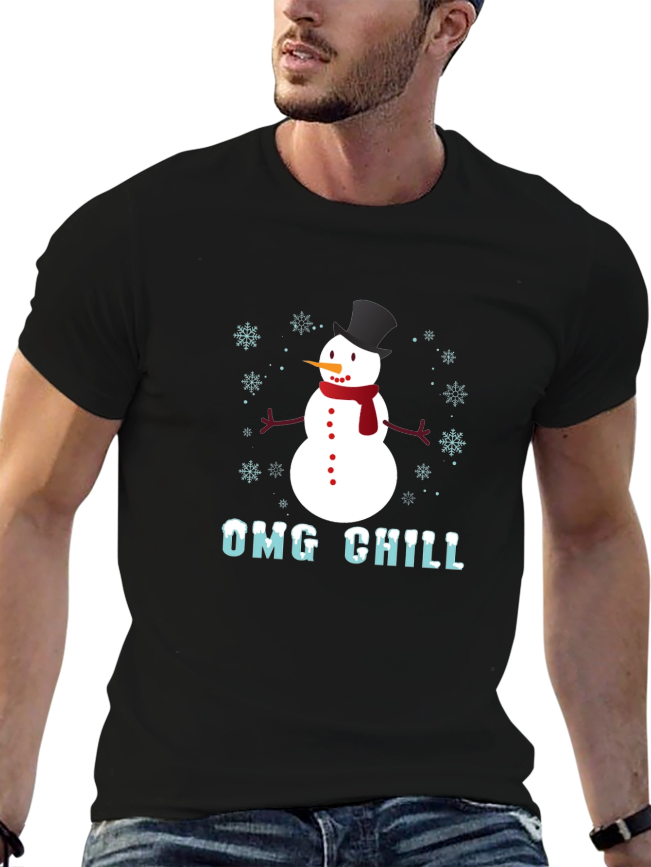 OMG Chill Snowman Graphic Tee - Winter Holiday Shirt