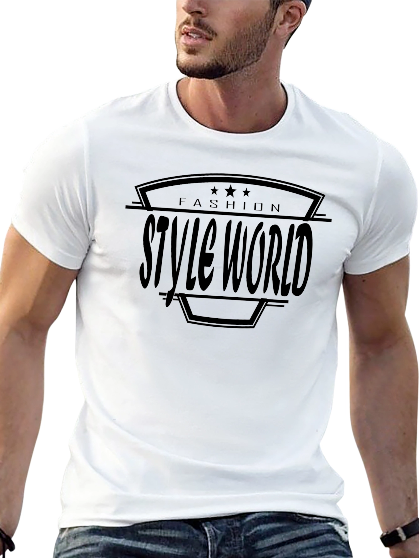 Style World Mens Black Graphic T-Shirt