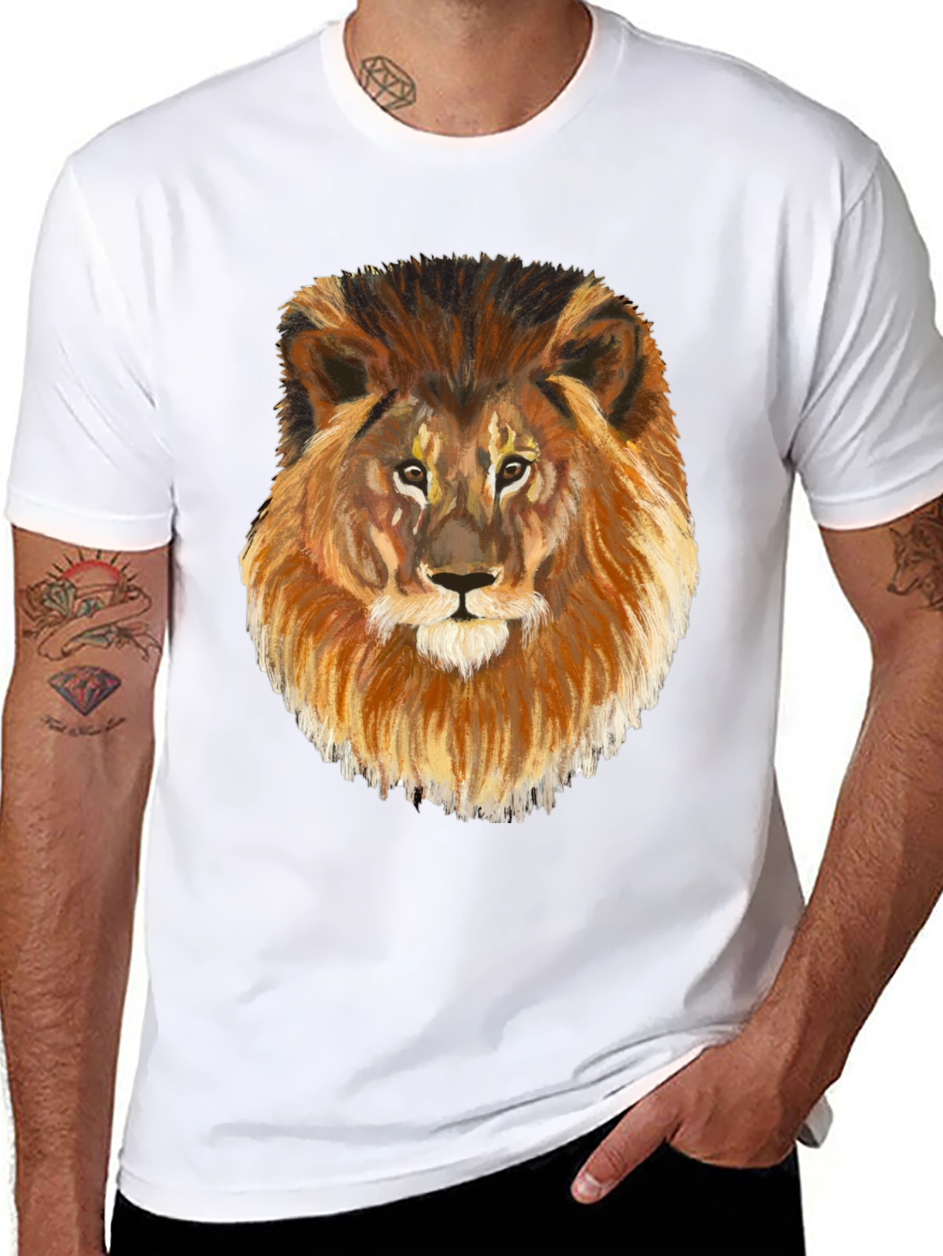 Lion Graphic Tee - Black Cotton Blend
