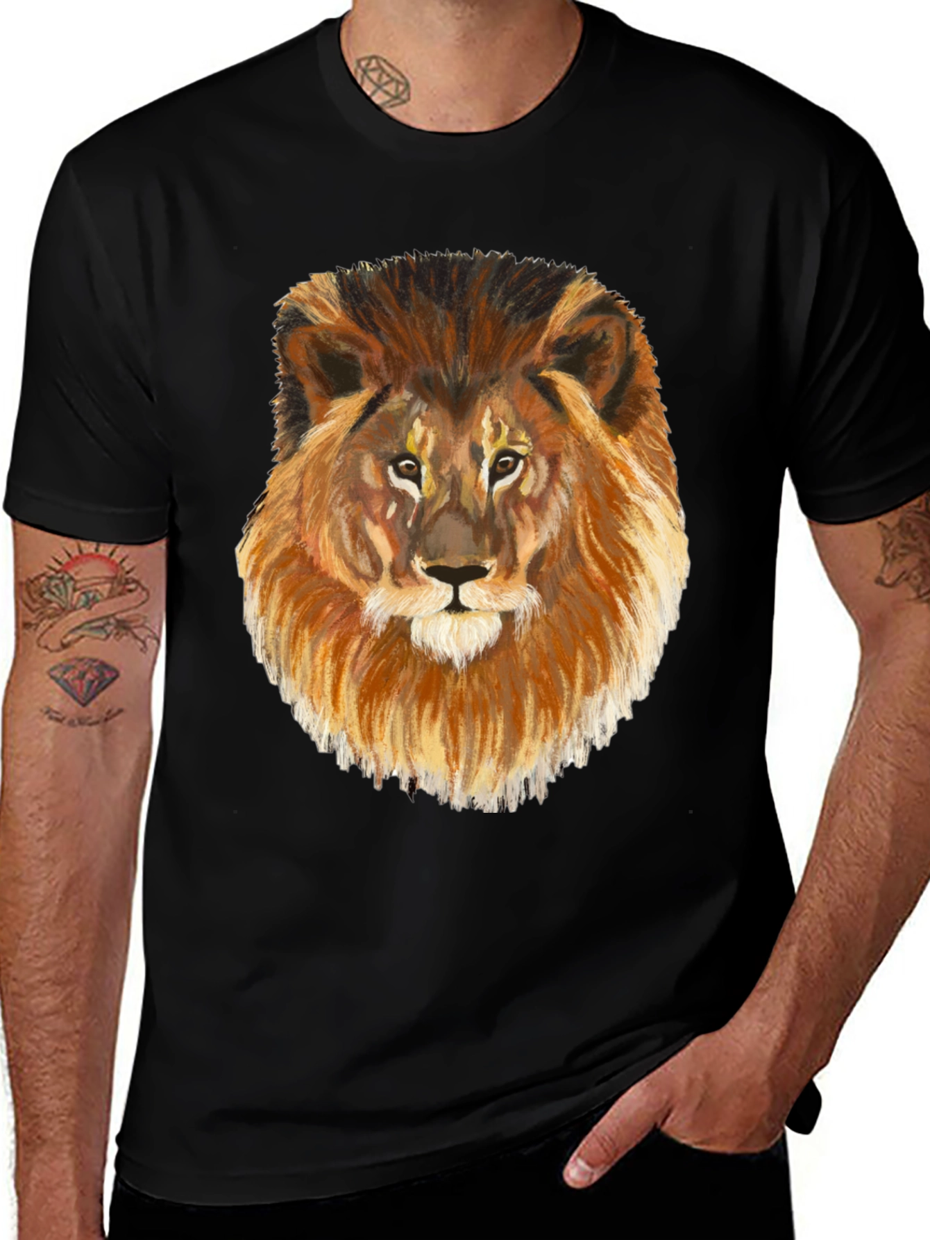 Lion Graphic Tee - Black Cotton Blend