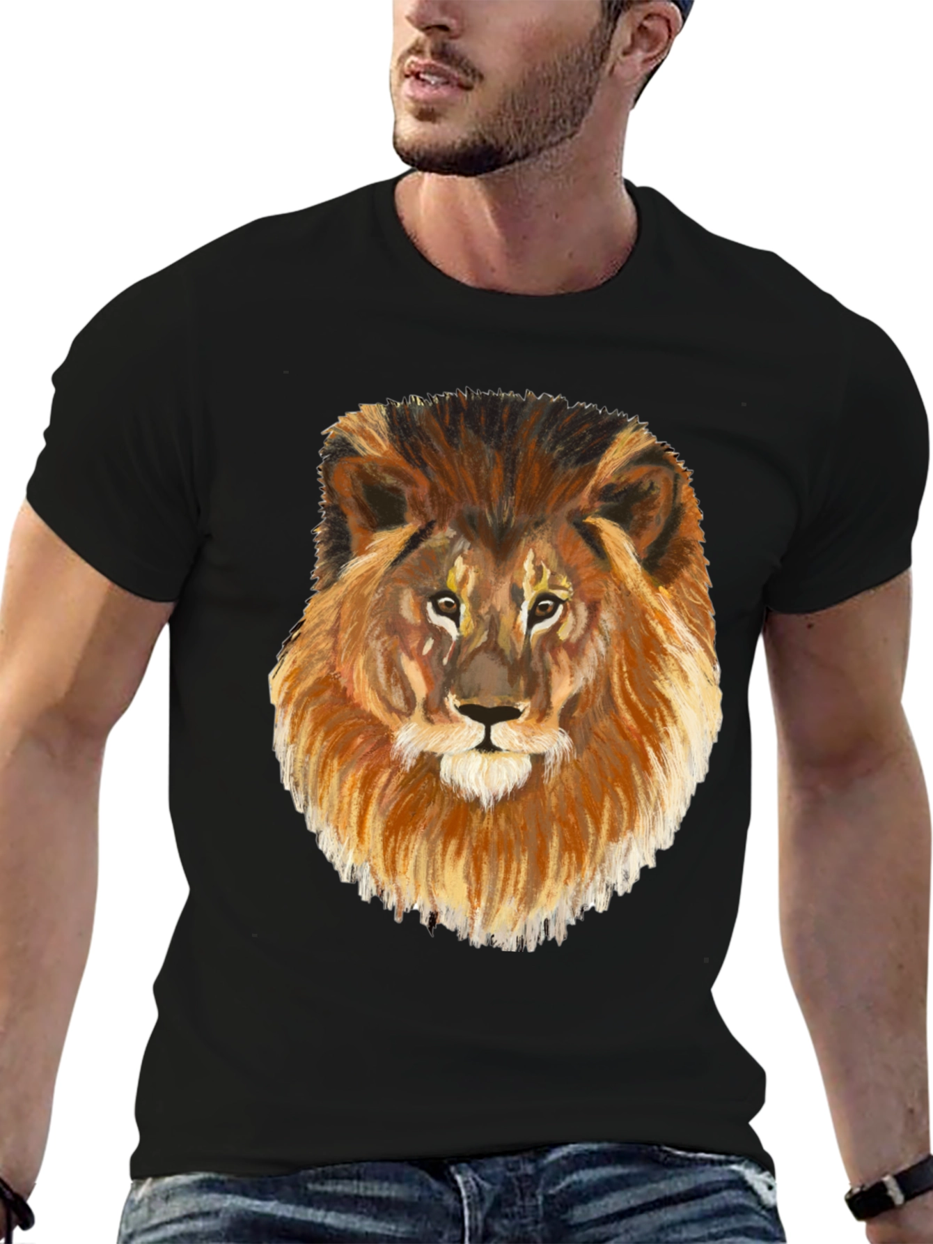 Lion Graphic Tee - Black Cotton Blend