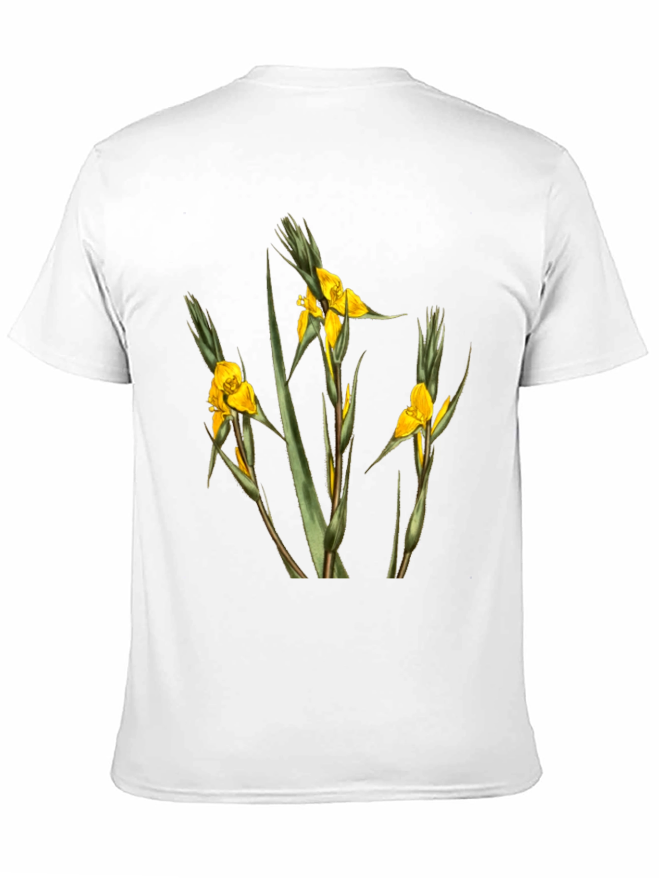 Botanical Yellow Flower Graphic Black T-Shirt
