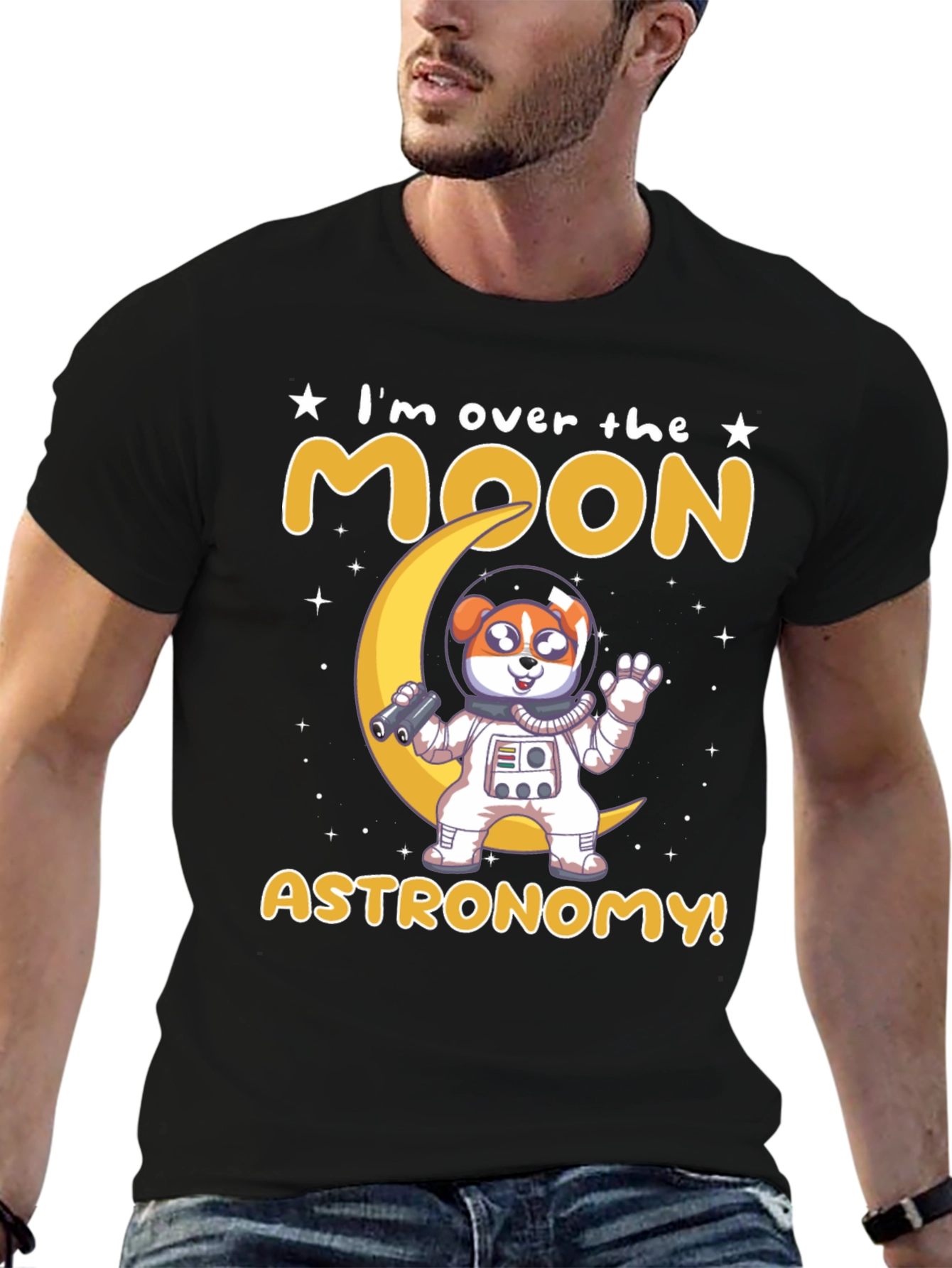 Over The Moon Astronomy Dog Astronaut T-Shirt