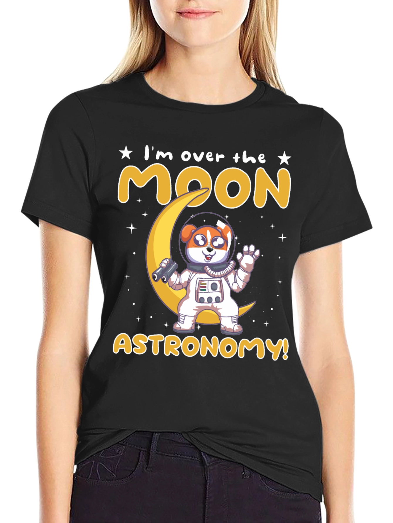 Over The Moon Astronomy Dog Astronaut T-Shirt