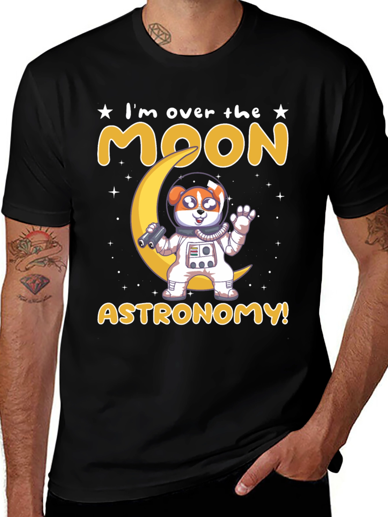 Over The Moon Astronomy Dog Astronaut T-Shirt