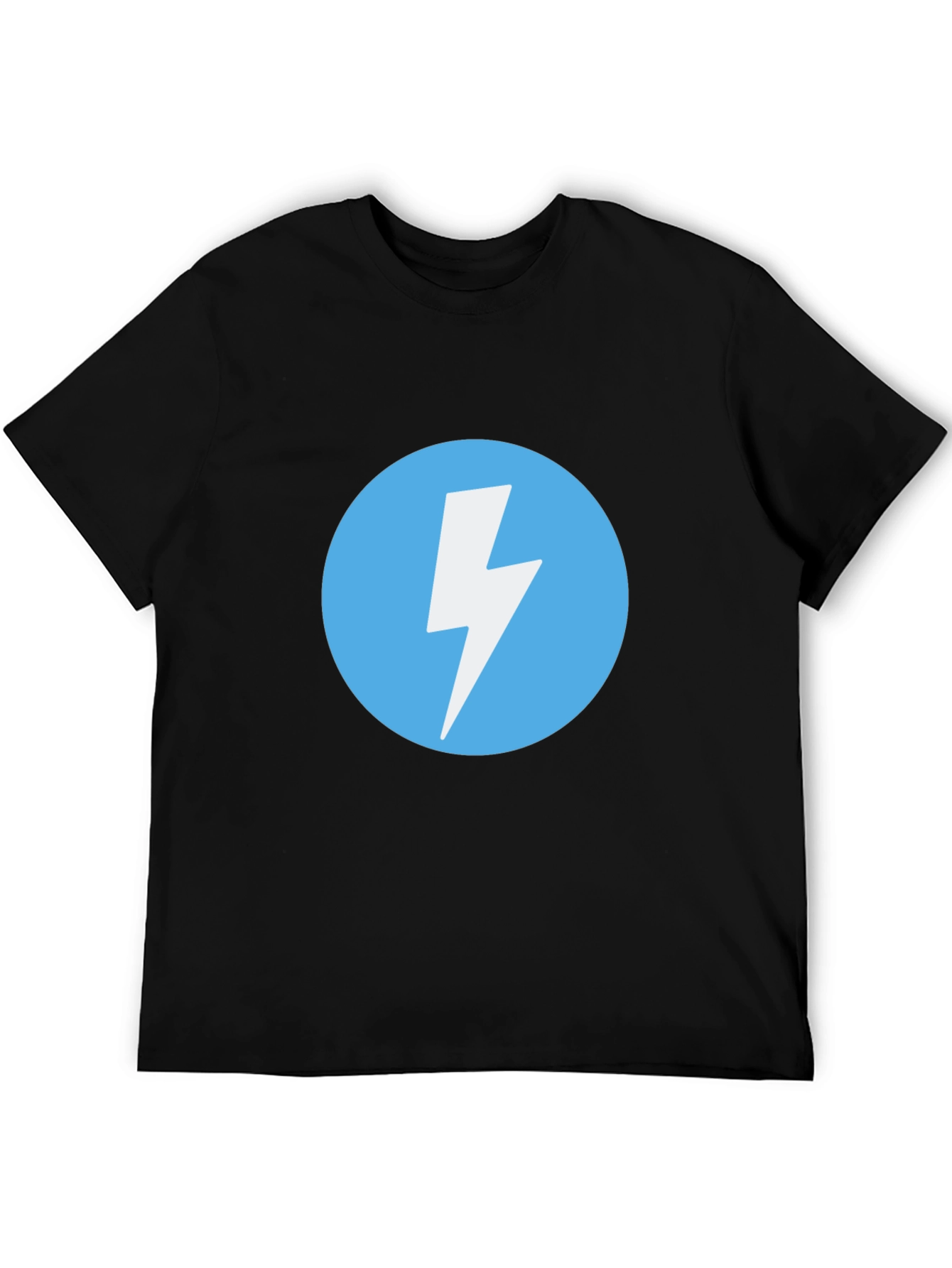 Black T-Shirt with Lightning Bolt Circle Graphic