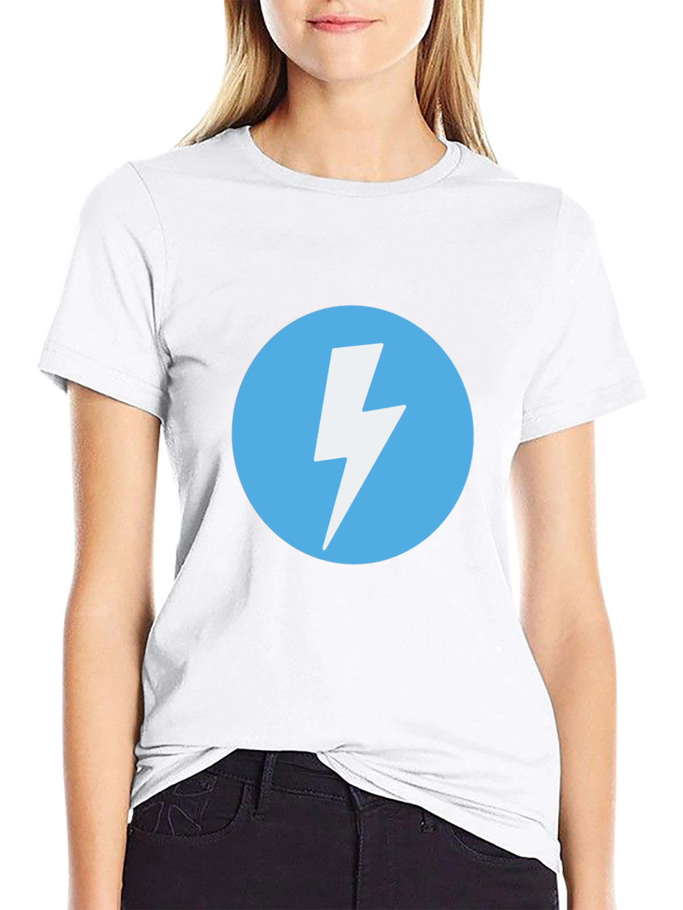Black T-Shirt with Lightning Bolt Circle Graphic