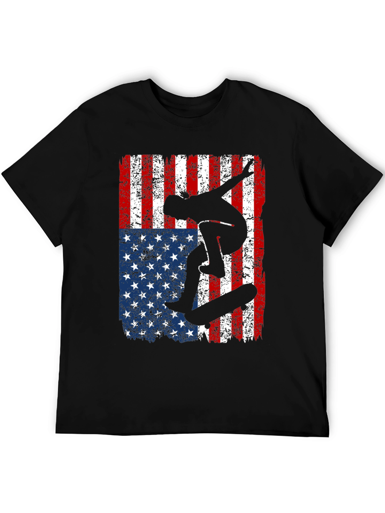 Skateboarder American Flag Graphic T-Shirt