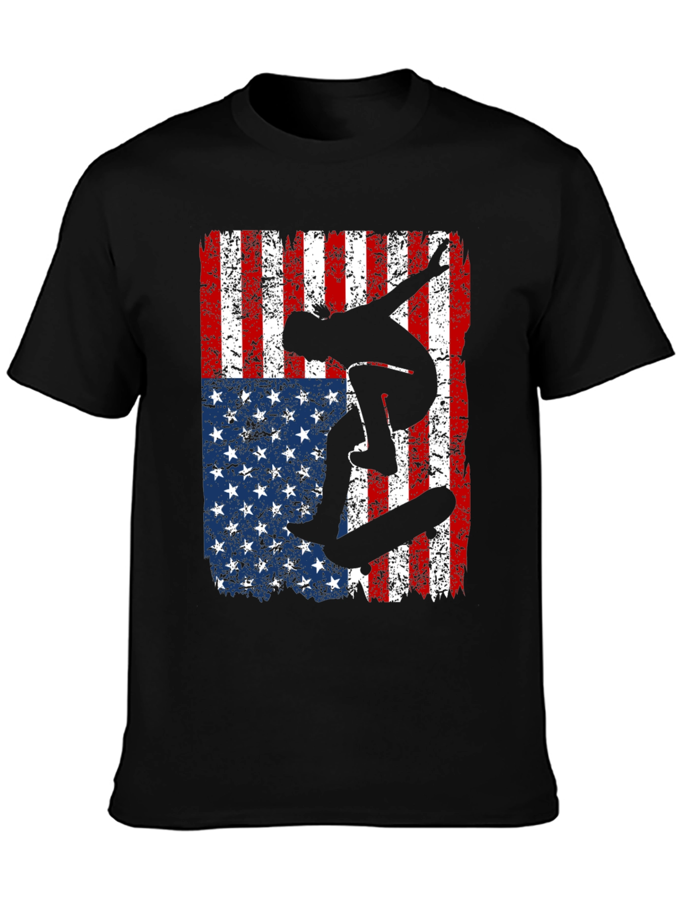 Skateboarder American Flag Graphic T-Shirt