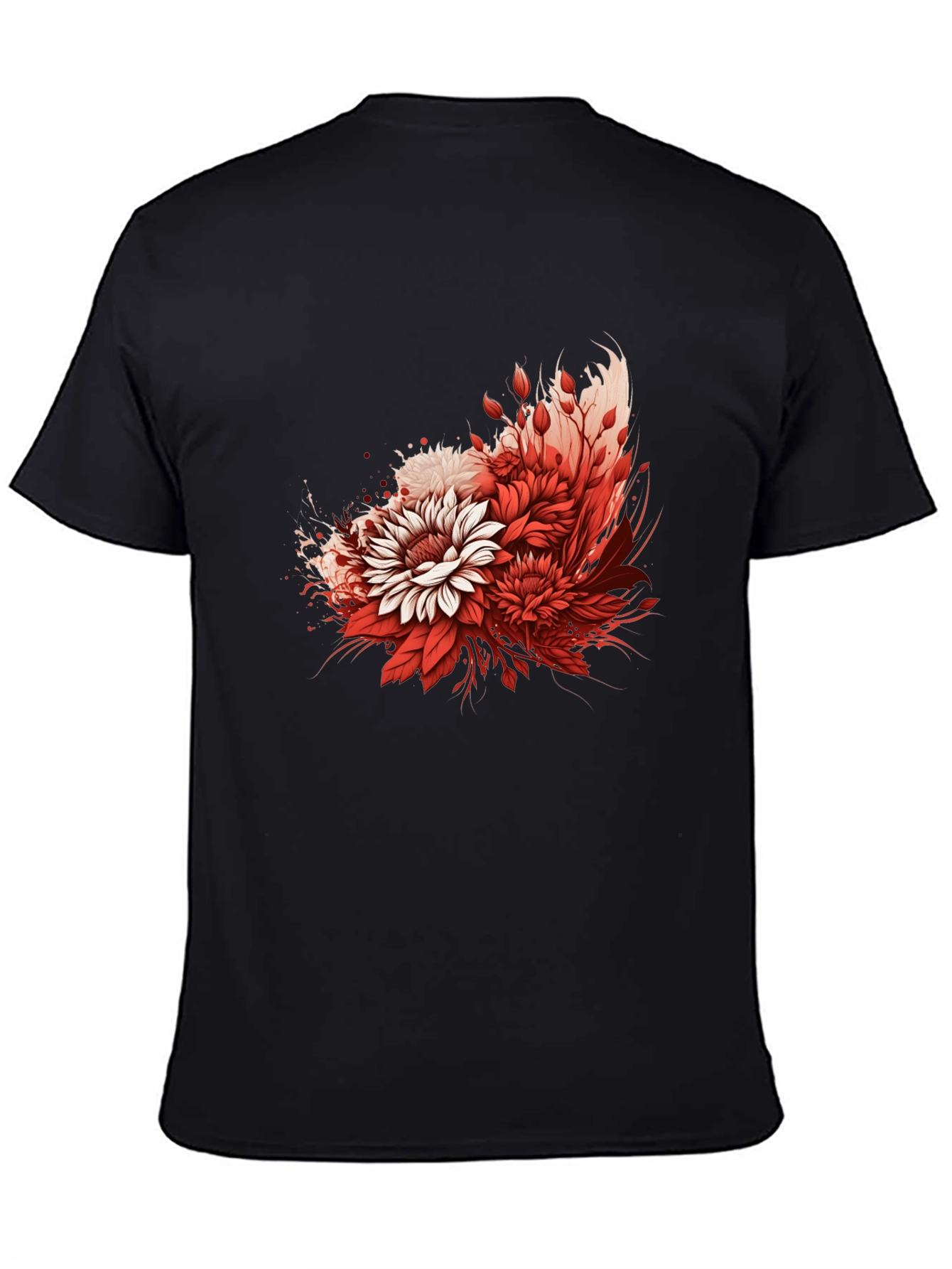 Floral Graphic Print Black T-Shirt