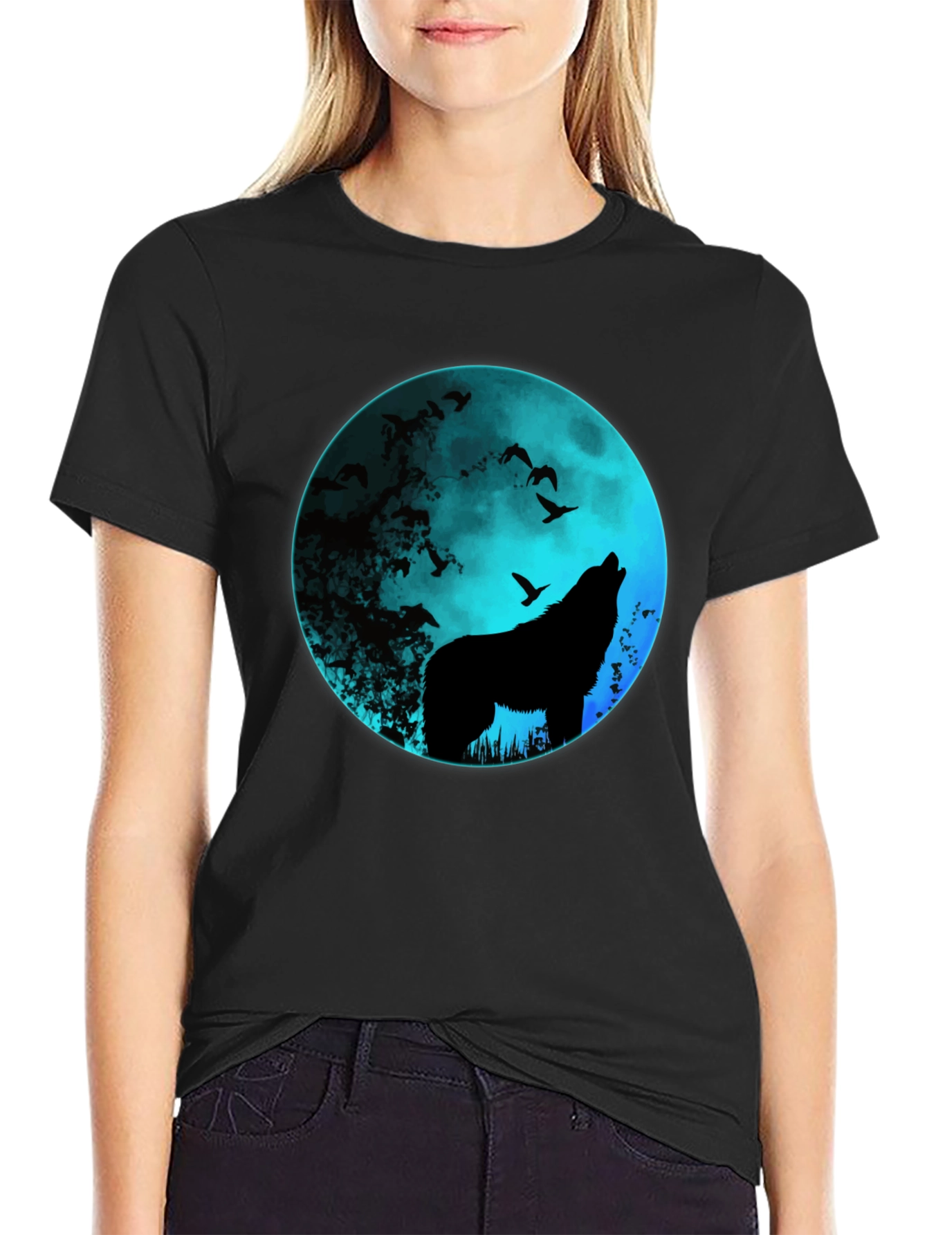 Wolf Moon Graphic Tee - Mens Black T-Shirt