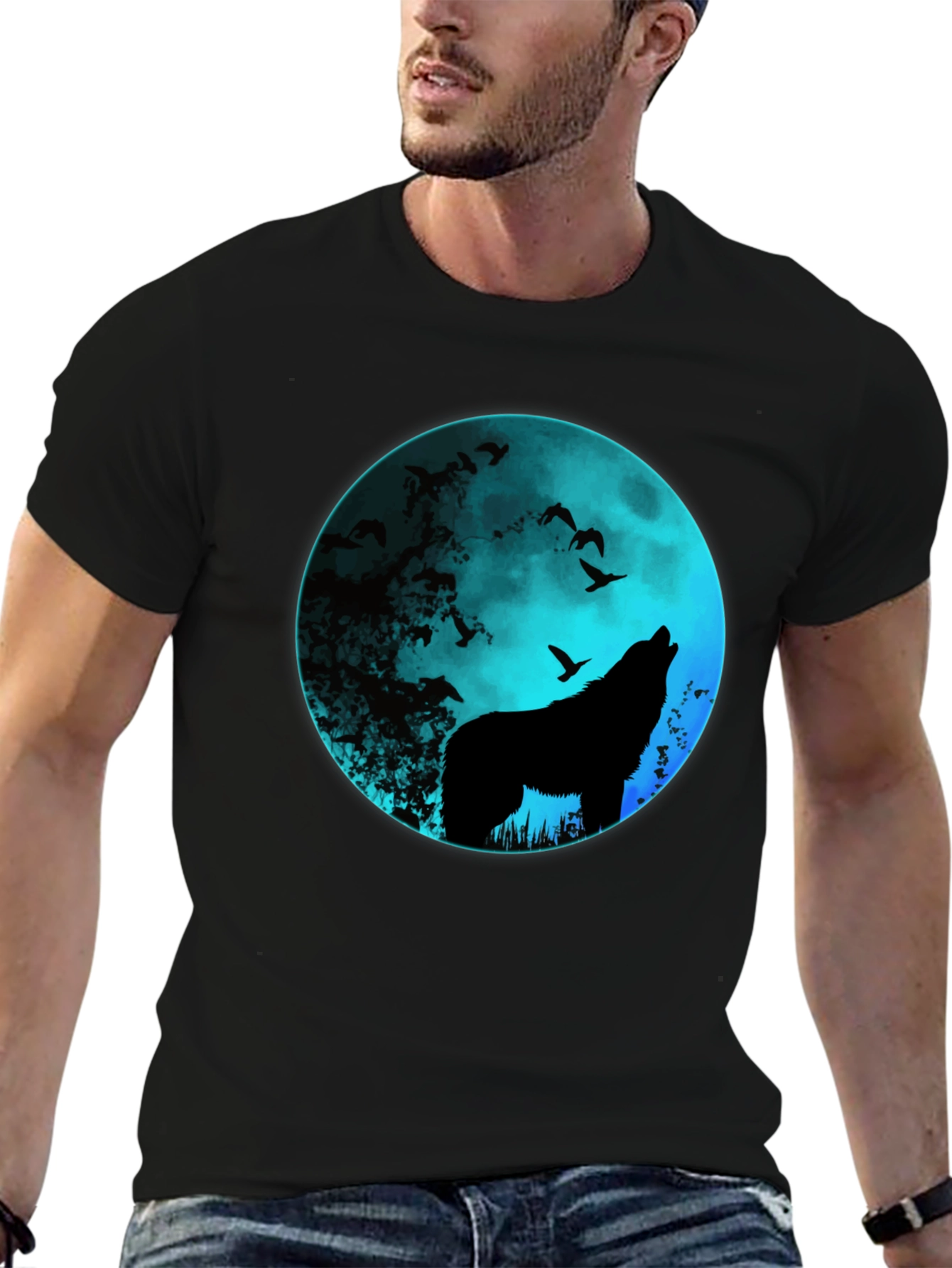 Wolf Moon Graphic Tee - Mens Black T-Shirt
