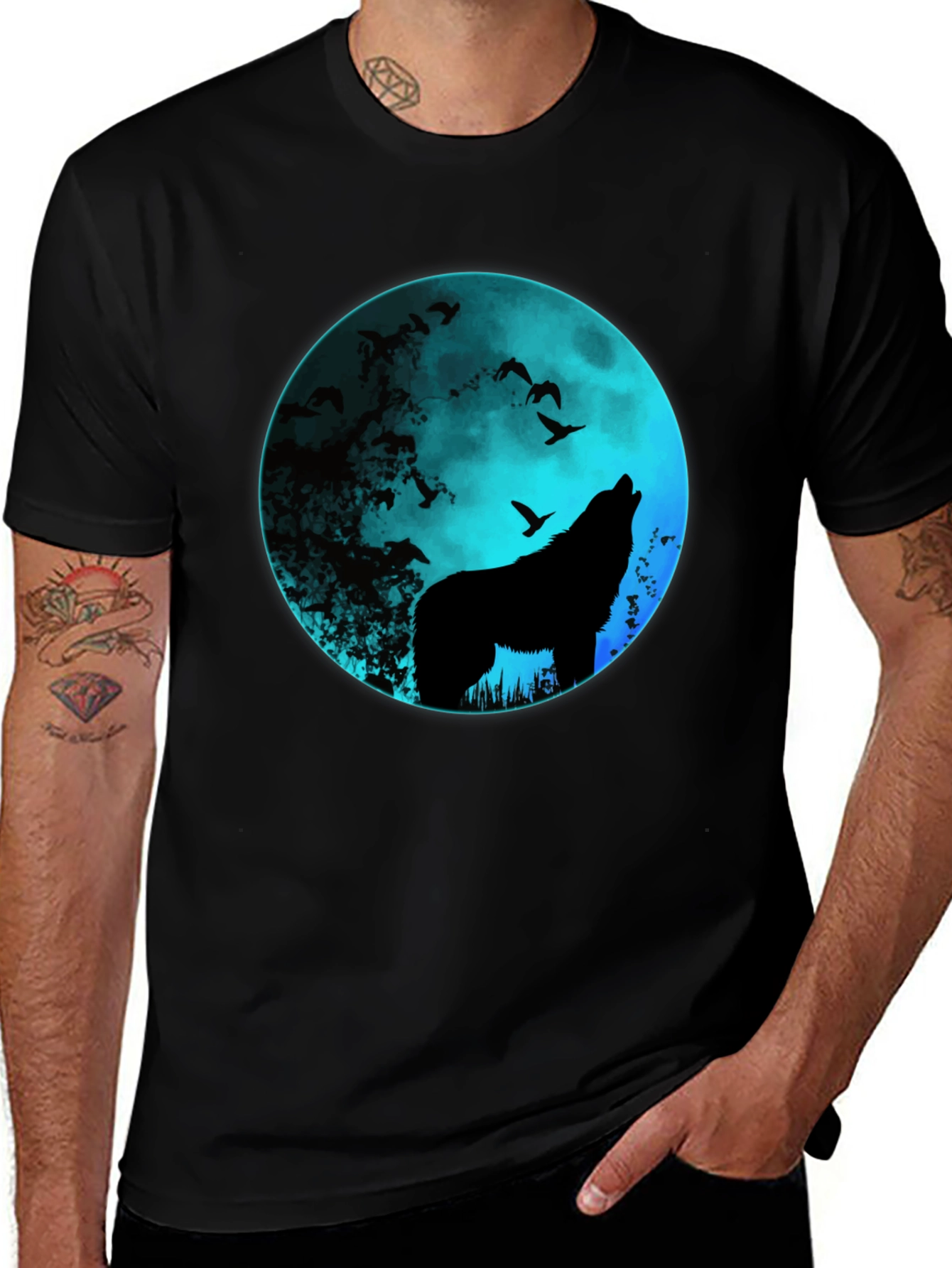 Wolf Moon Graphic Tee - Mens Black T-Shirt