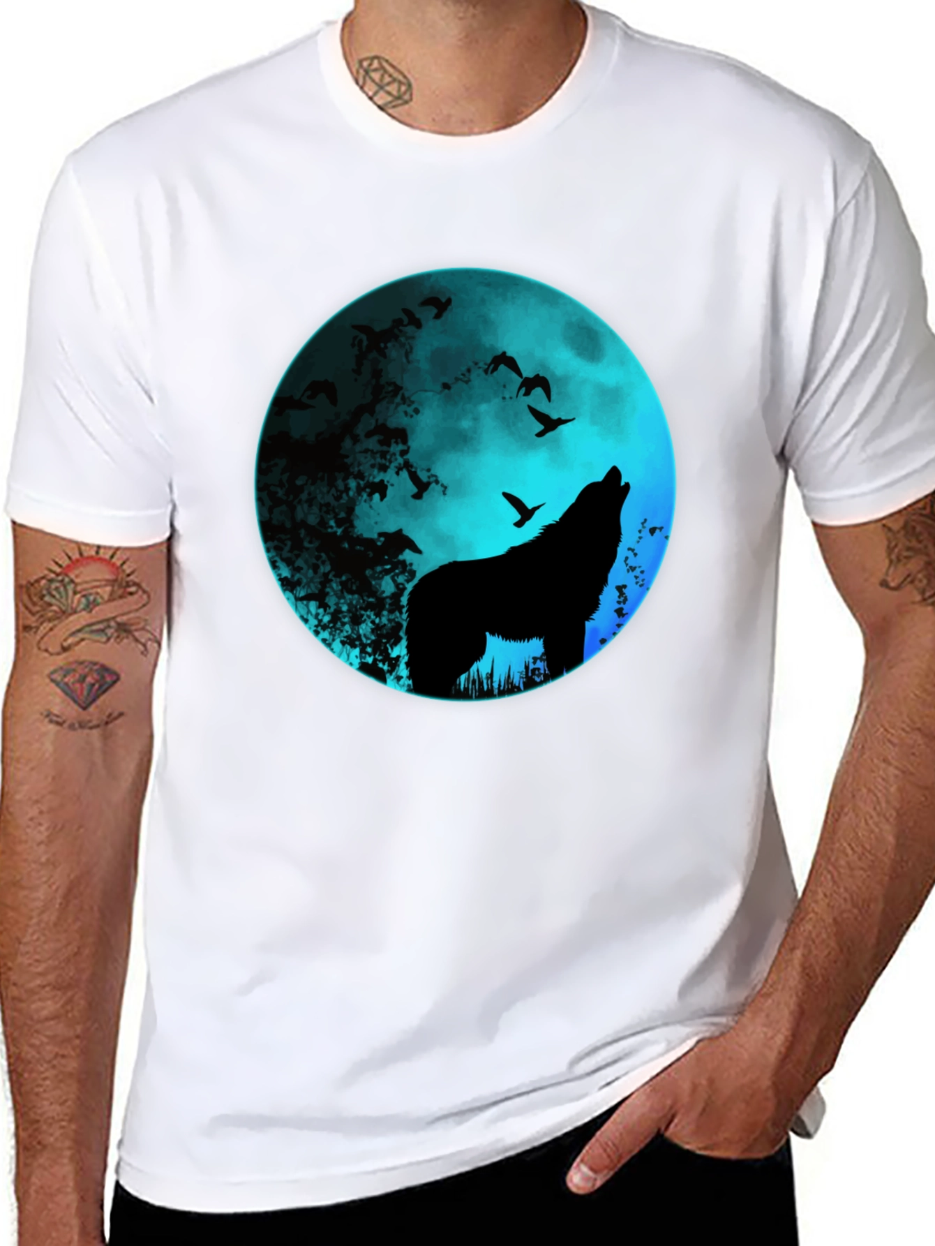 Wolf Moon Graphic Tee - Mens Black T-Shirt
