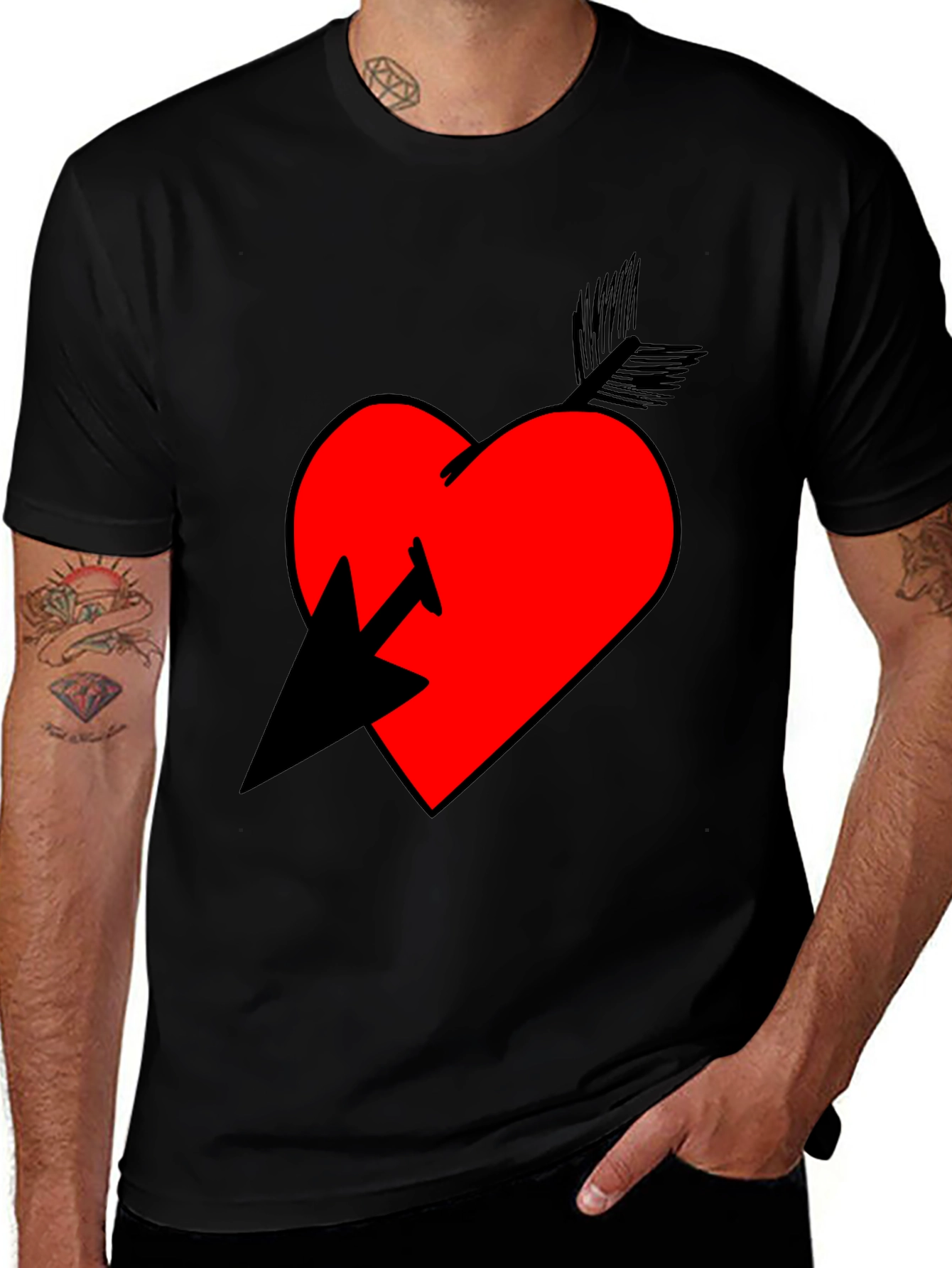 Heart Arrow Graphic T-Shirt - Casual Style