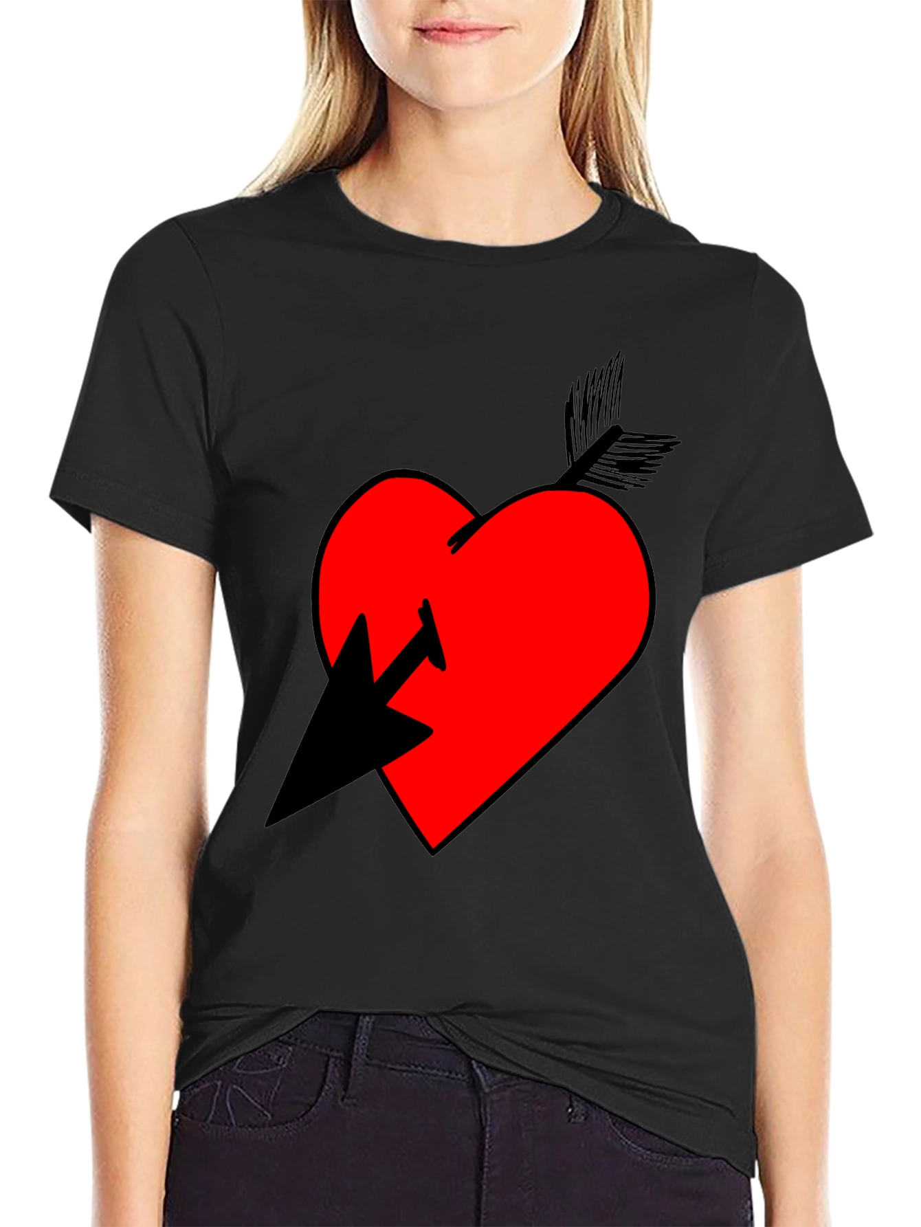 Heart Arrow Graphic T-Shirt - Casual Style