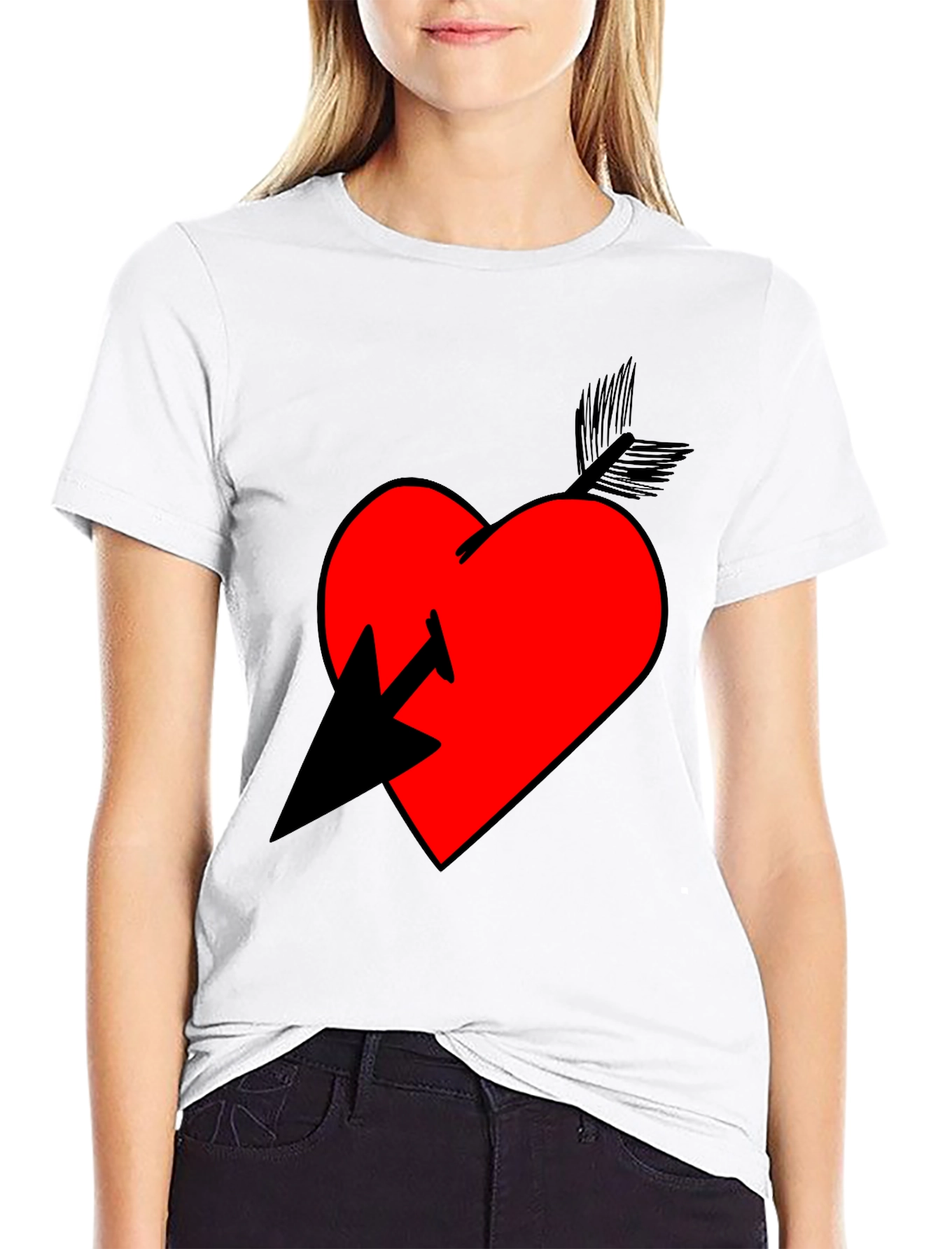 Heart Arrow Graphic T-Shirt - Casual Style