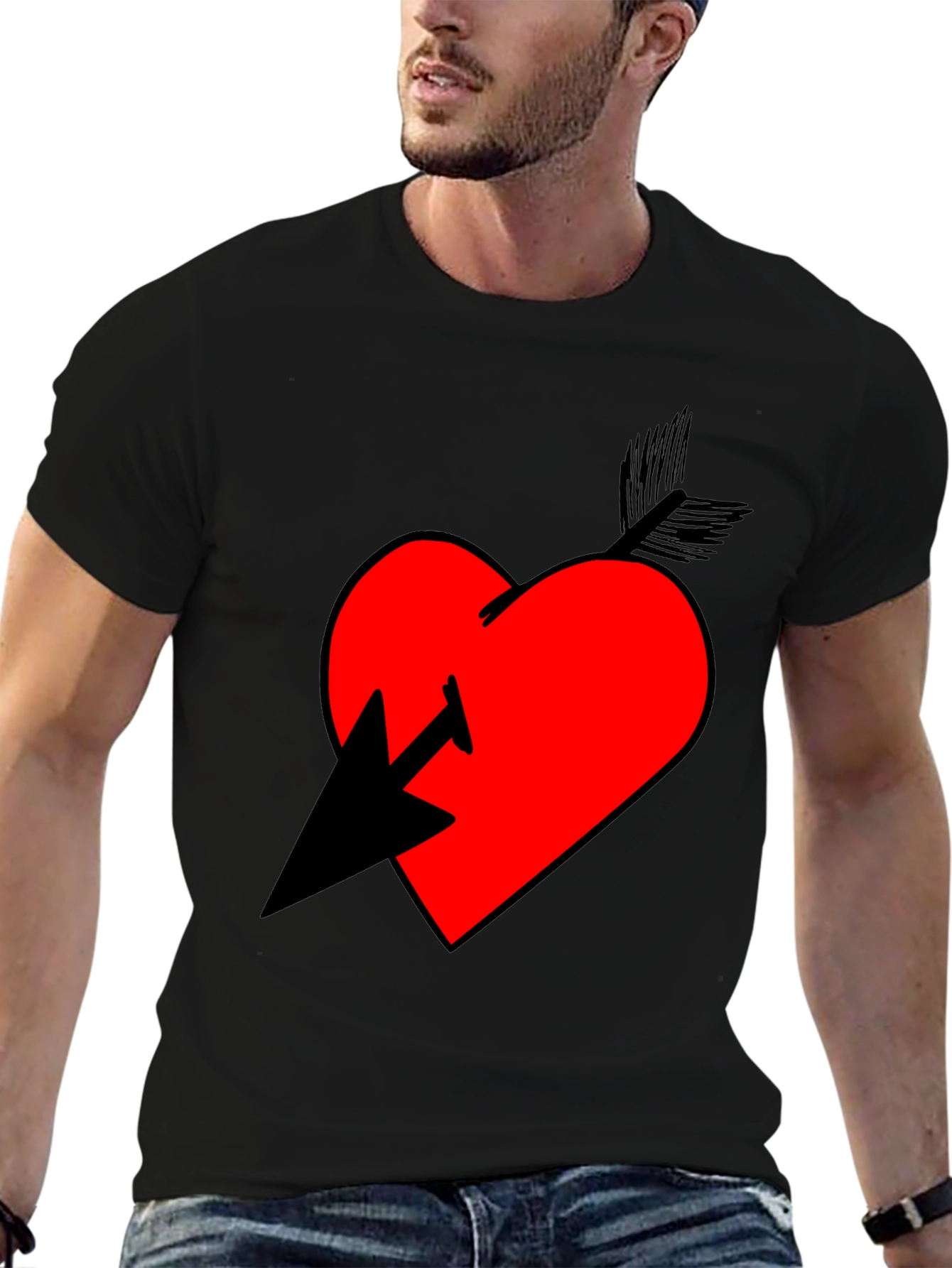 Heart Arrow Graphic T-Shirt - Casual Style