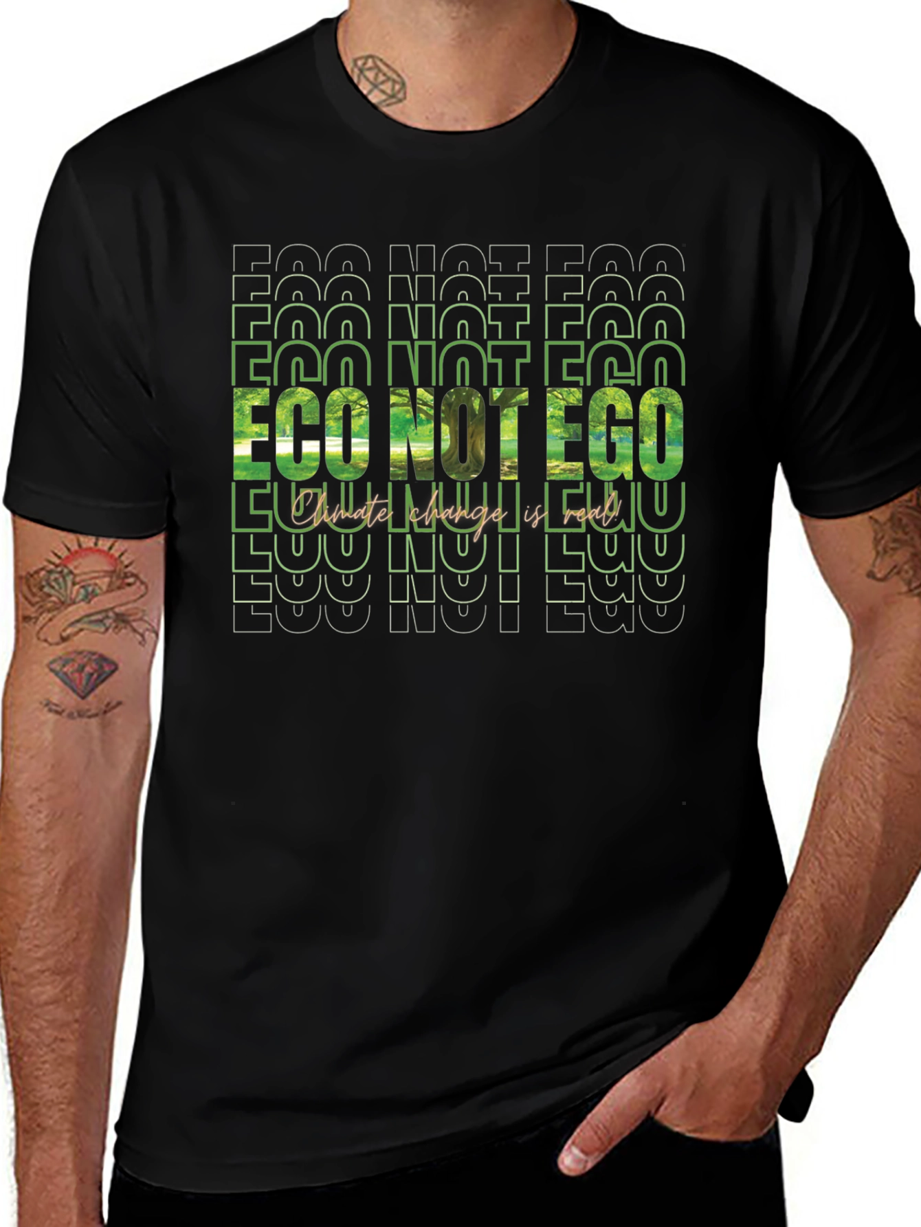 Eco Not Ego Graphic Tee - Climate Change Awareness