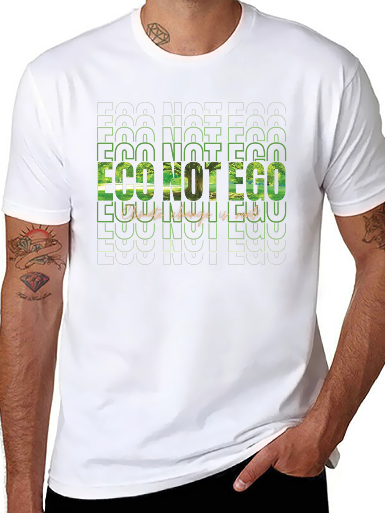Eco Not Ego Graphic Tee - Climate Change Awareness