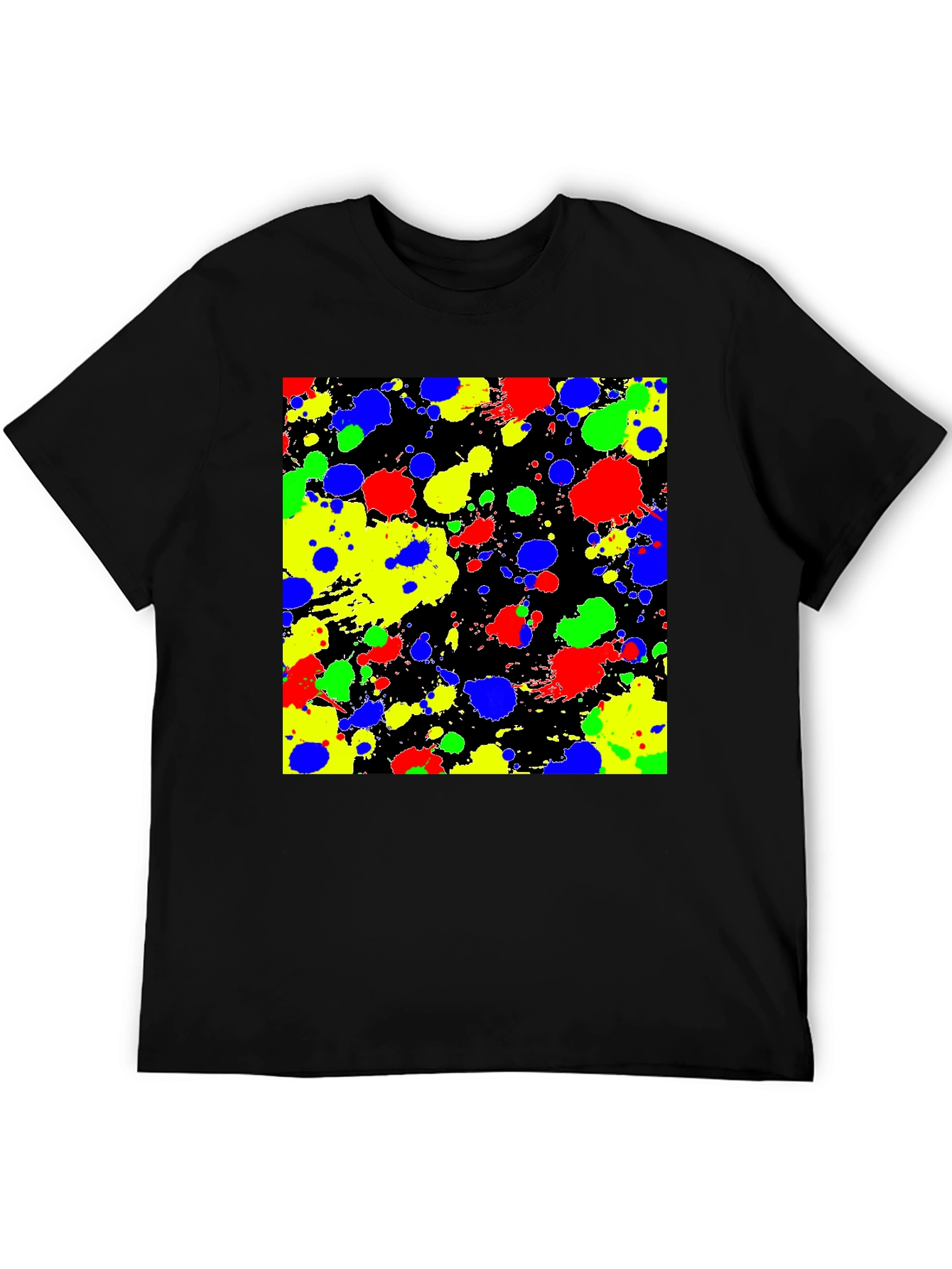 Abstract Splatter Print Black T-Shirt
