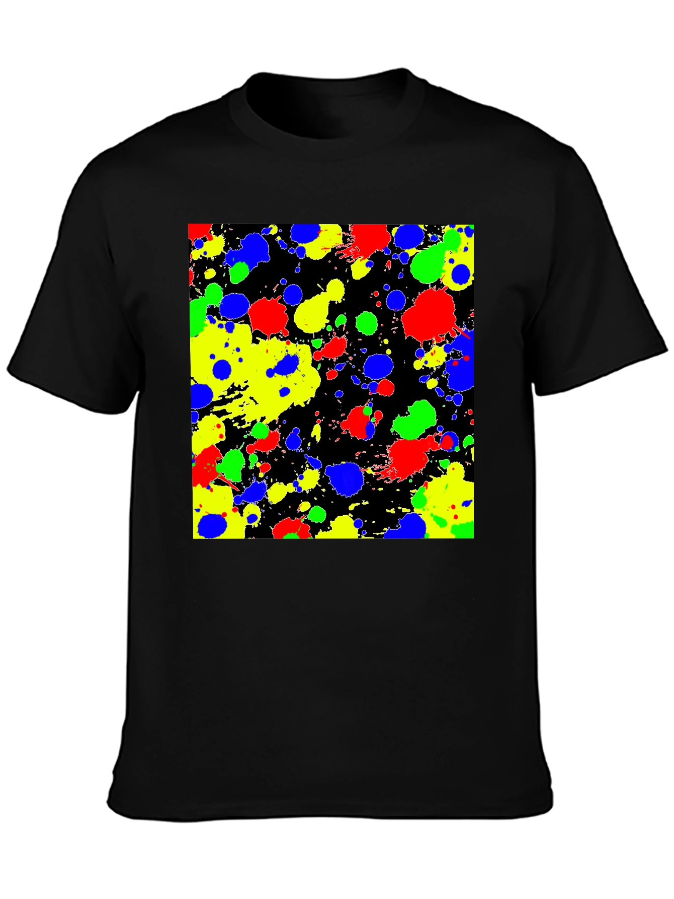 Abstract Splatter Print Black T-Shirt