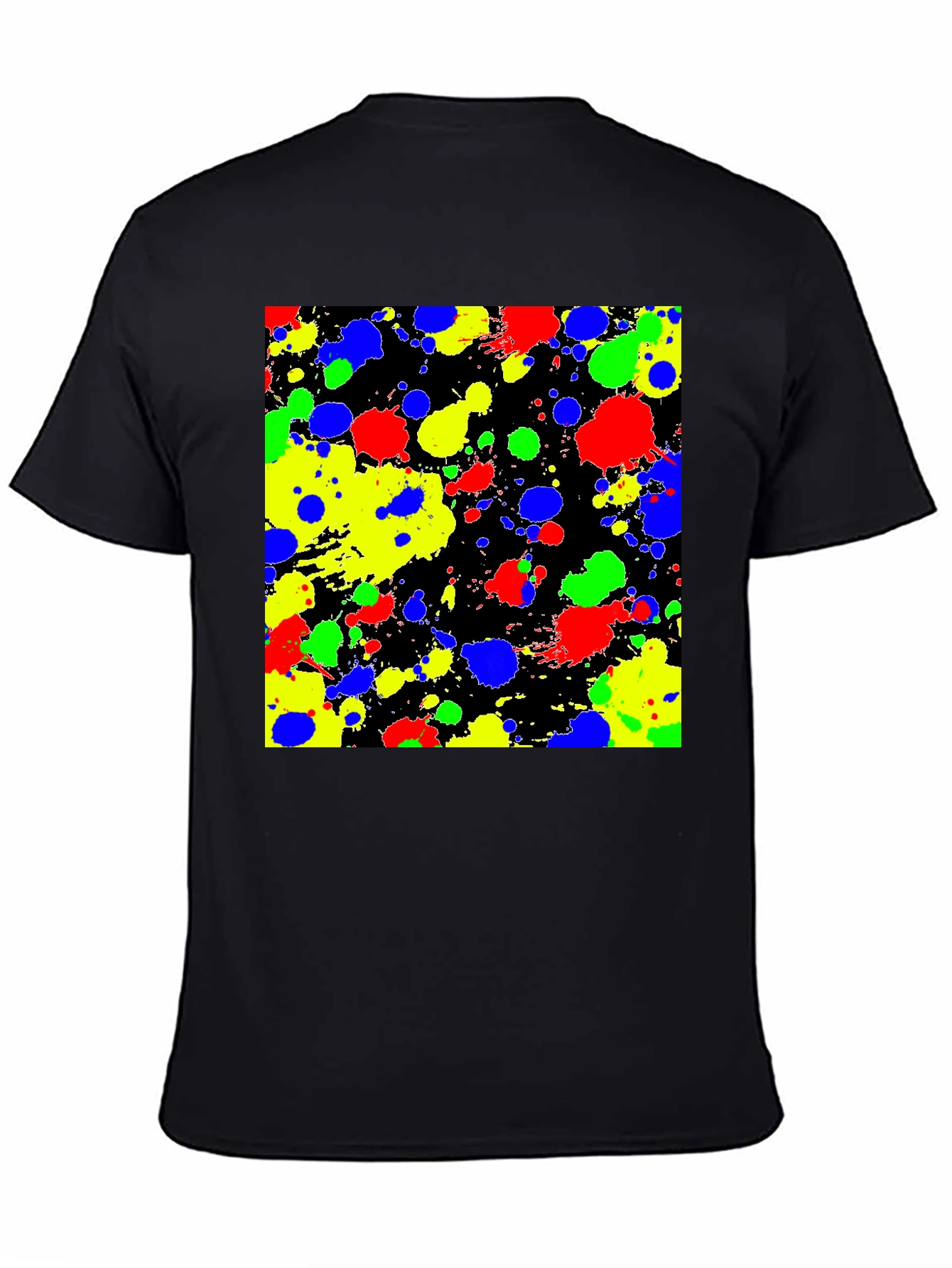 Abstract Splatter Print Black T-Shirt