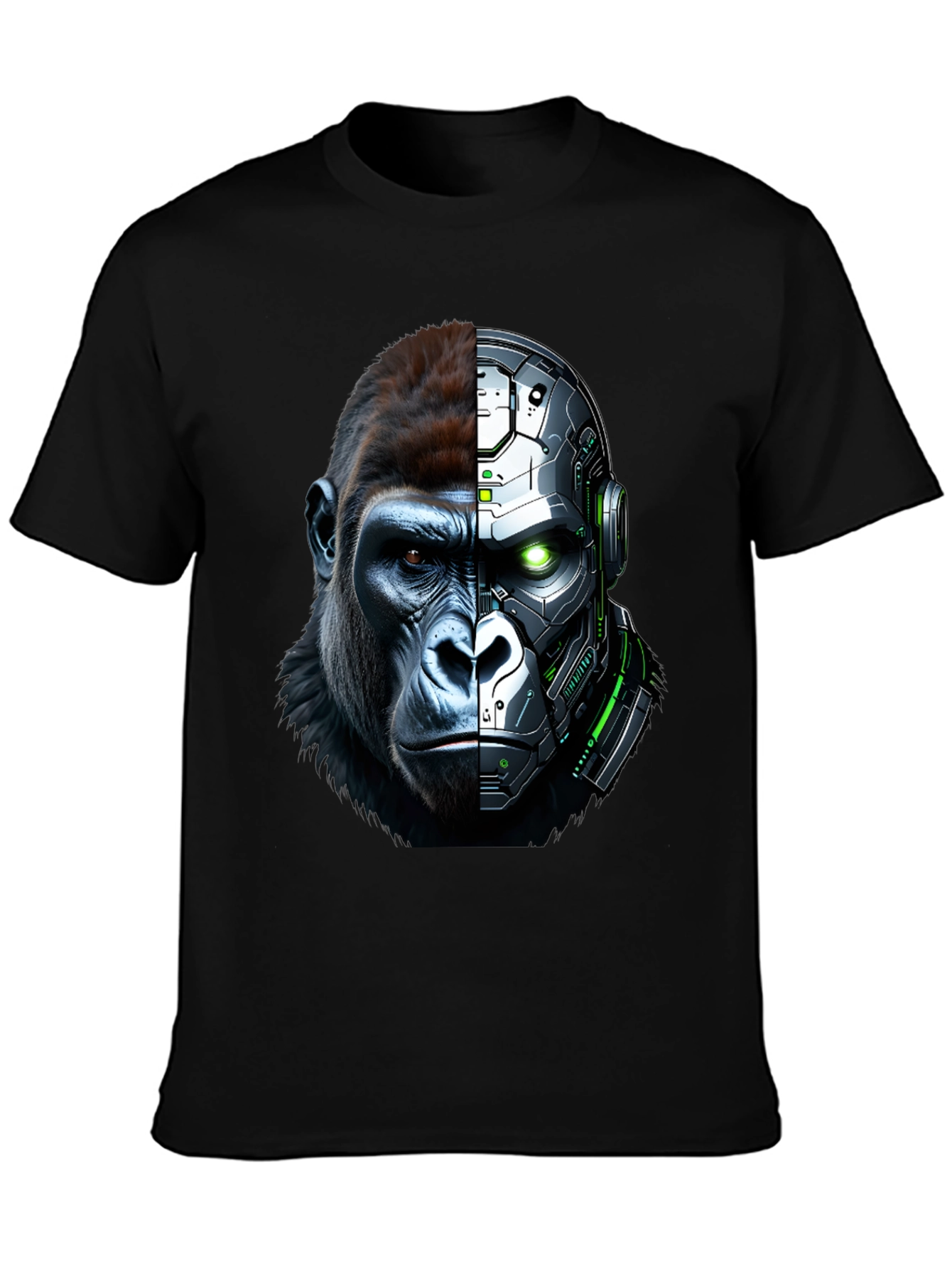 Cyber Gorilla Graphic T-Shirt - Futuristic Ape Design