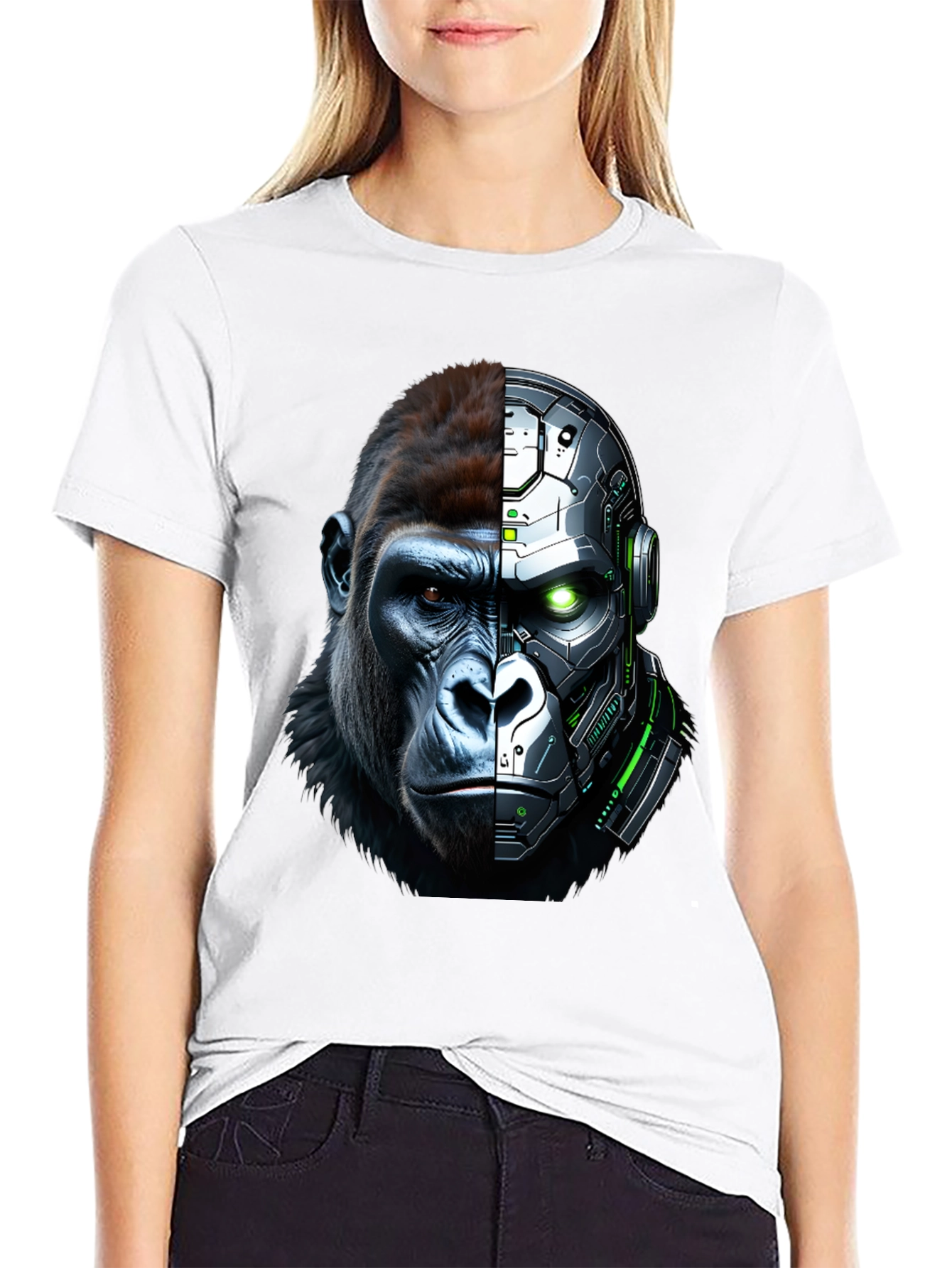 Cyber Gorilla Graphic T-Shirt - Futuristic Ape Design