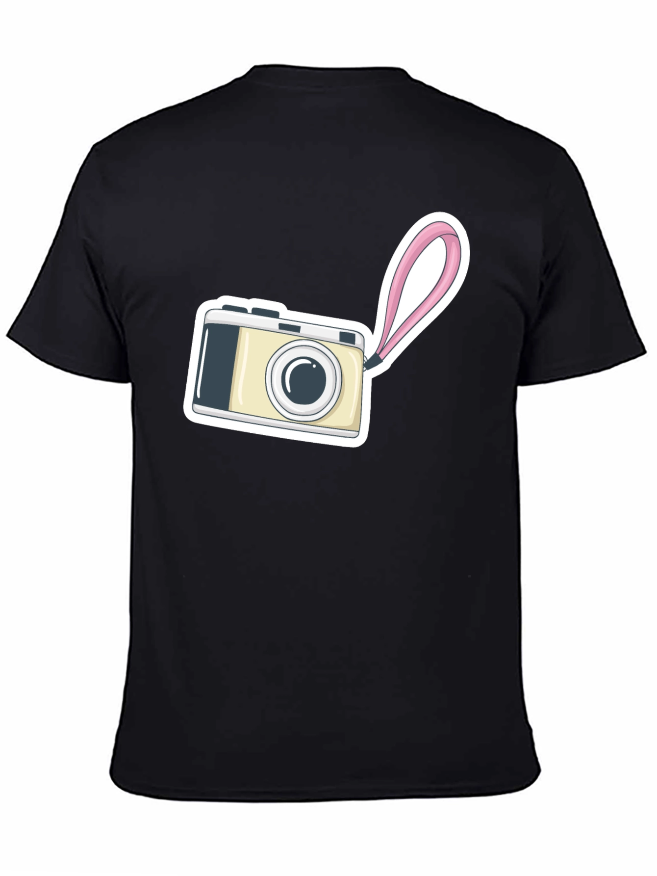 Black T-Shirt with Camera Graphic Print