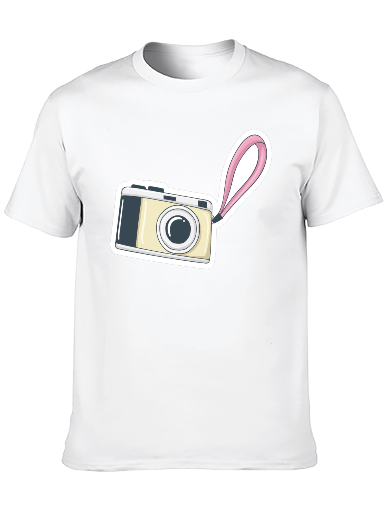 Black T-Shirt with Camera Graphic Print
