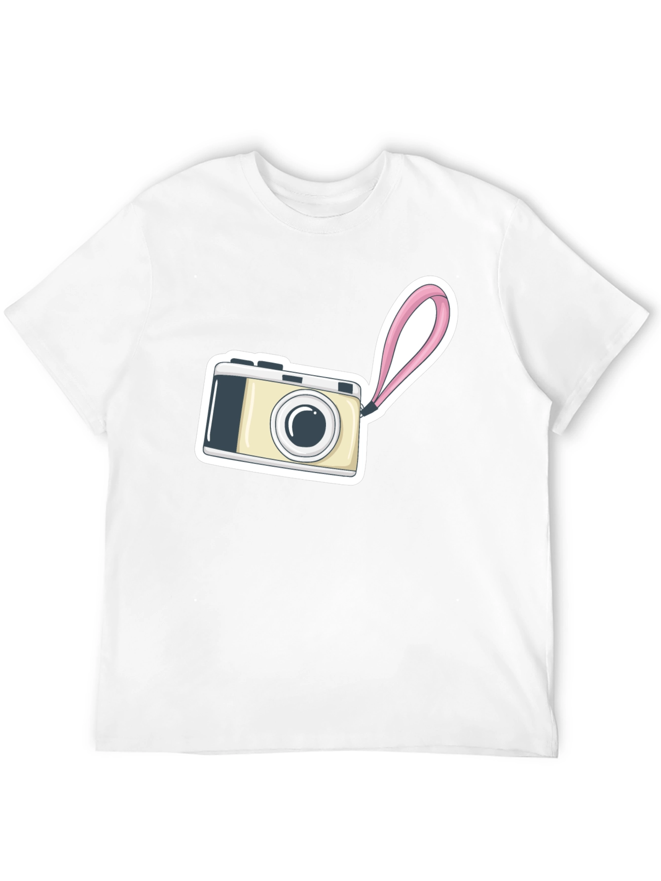 Black T-Shirt with Camera Graphic Print