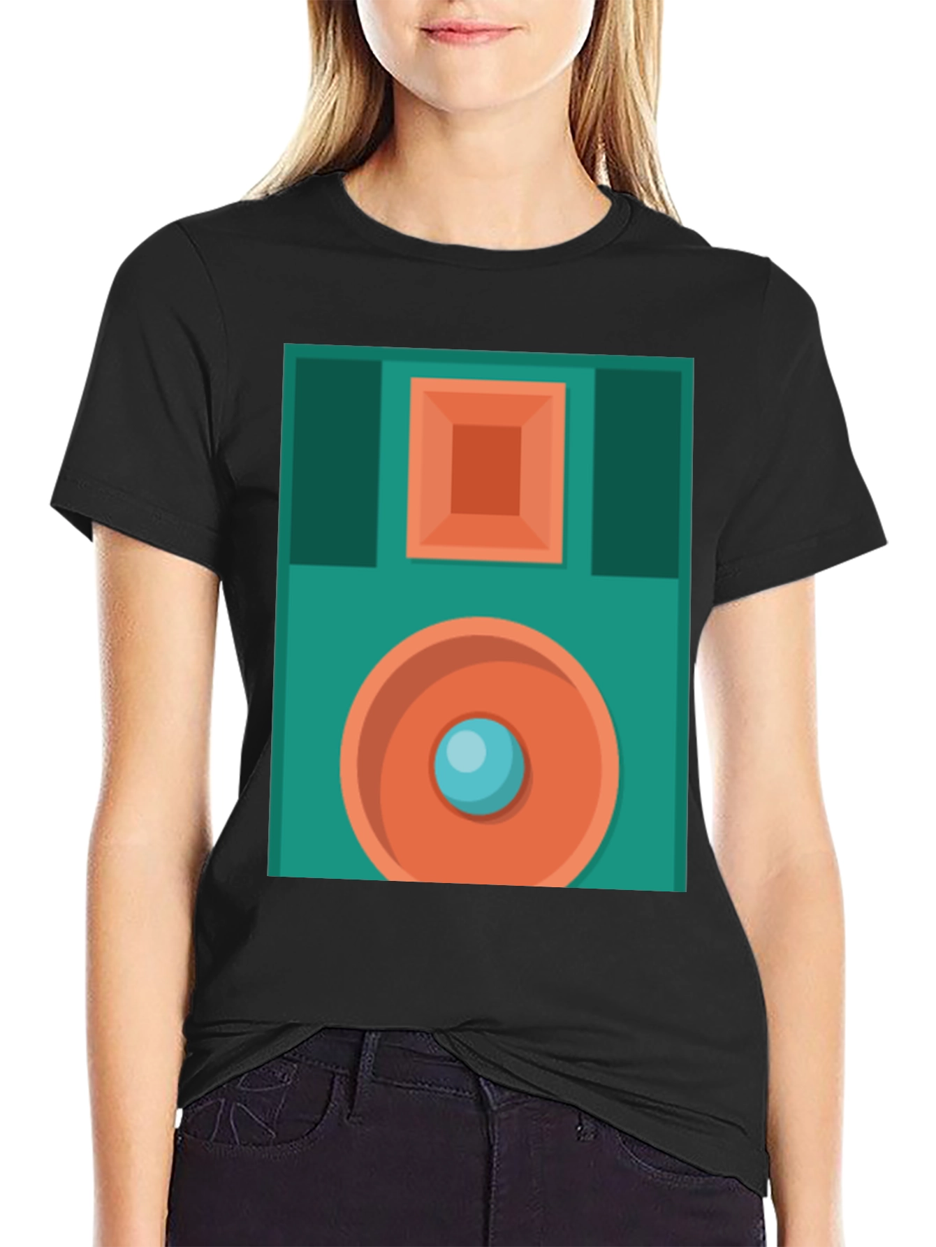Retro Floppy Disk Graphic T-Shirt - Black